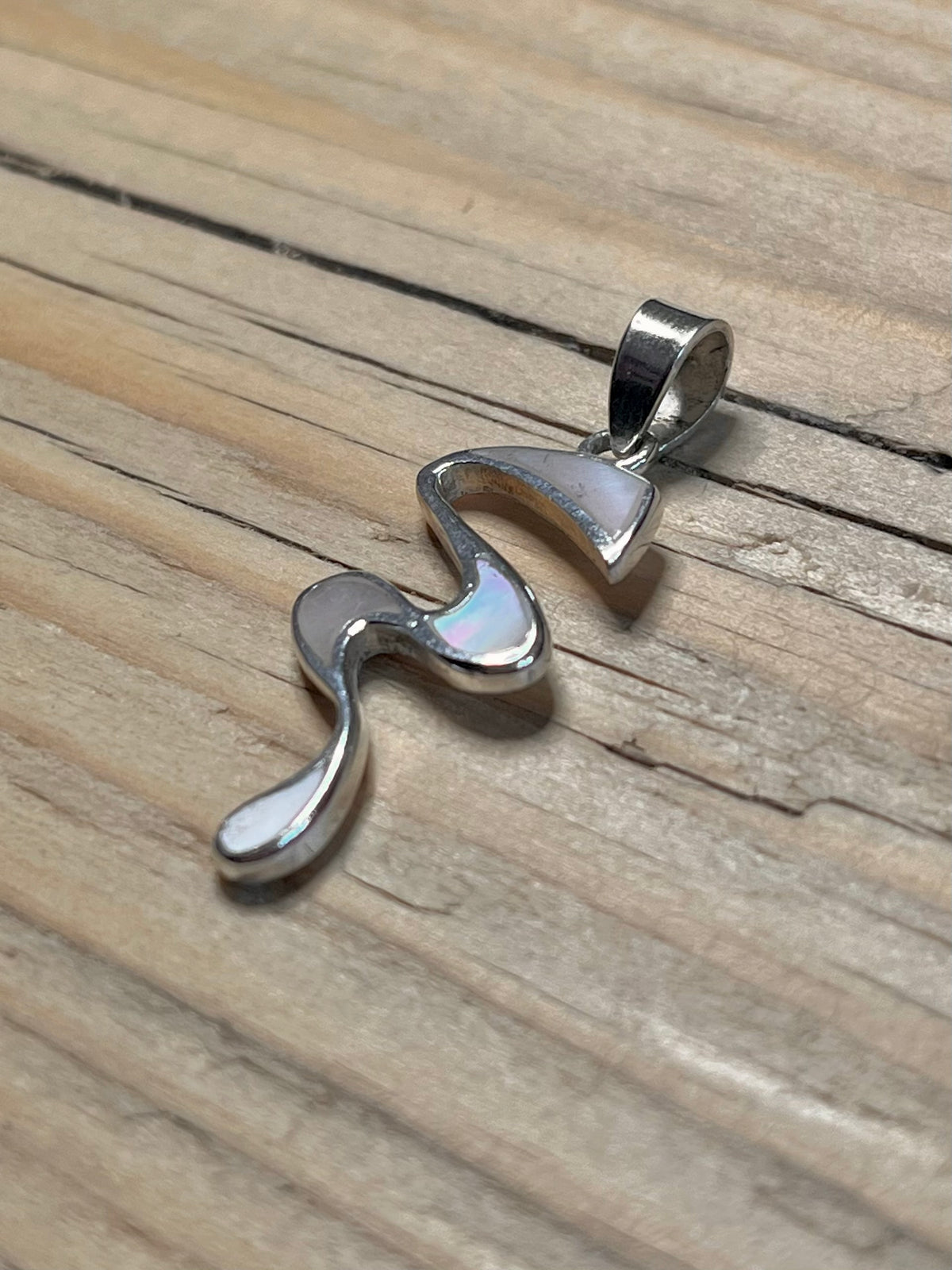Mother of Pearl Abstract 925 Sterling Silver Pendant