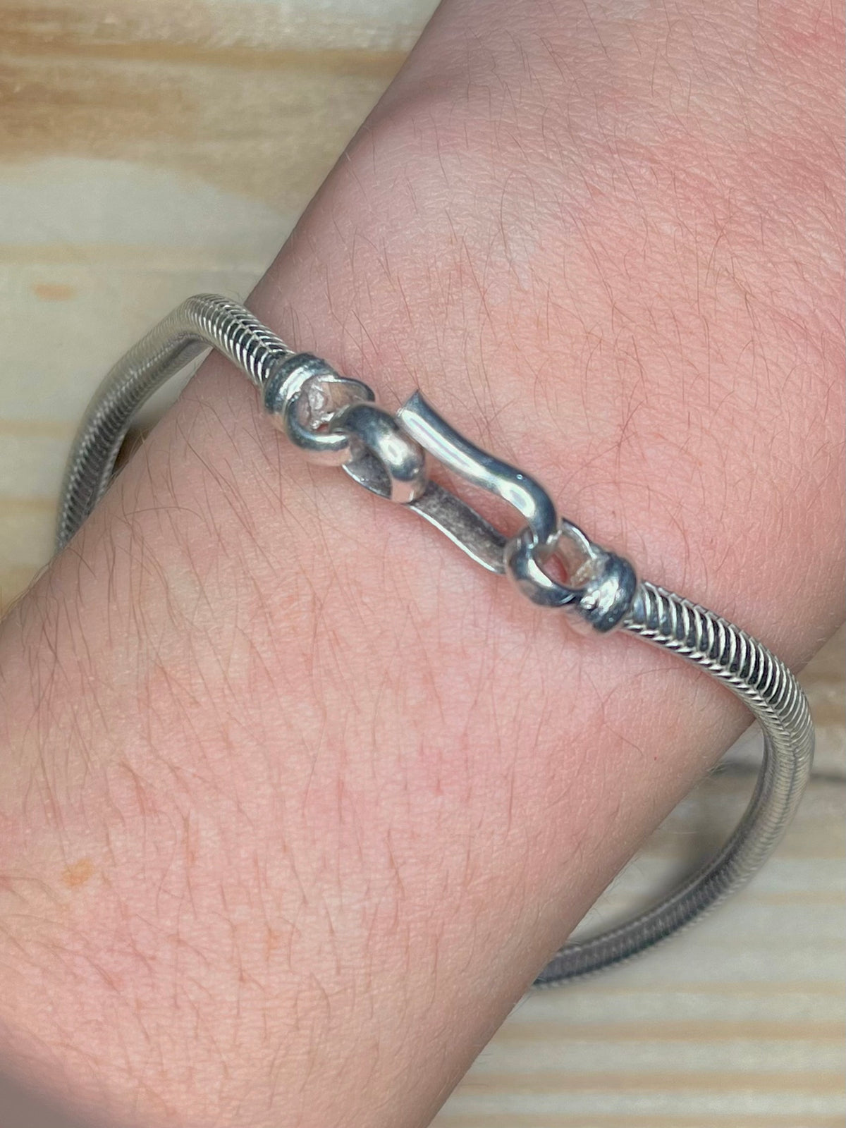 Snake Chain Hook Clasp 925 Sterling Silver 8 Inch Bracelet