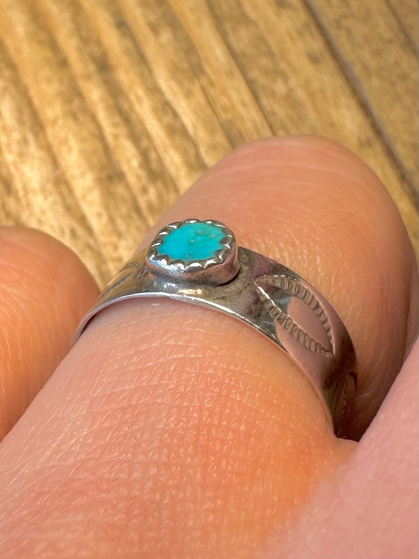 Indianischer Türkis USA Hersteller LM 925 Sterling Silber Ring Größe Q