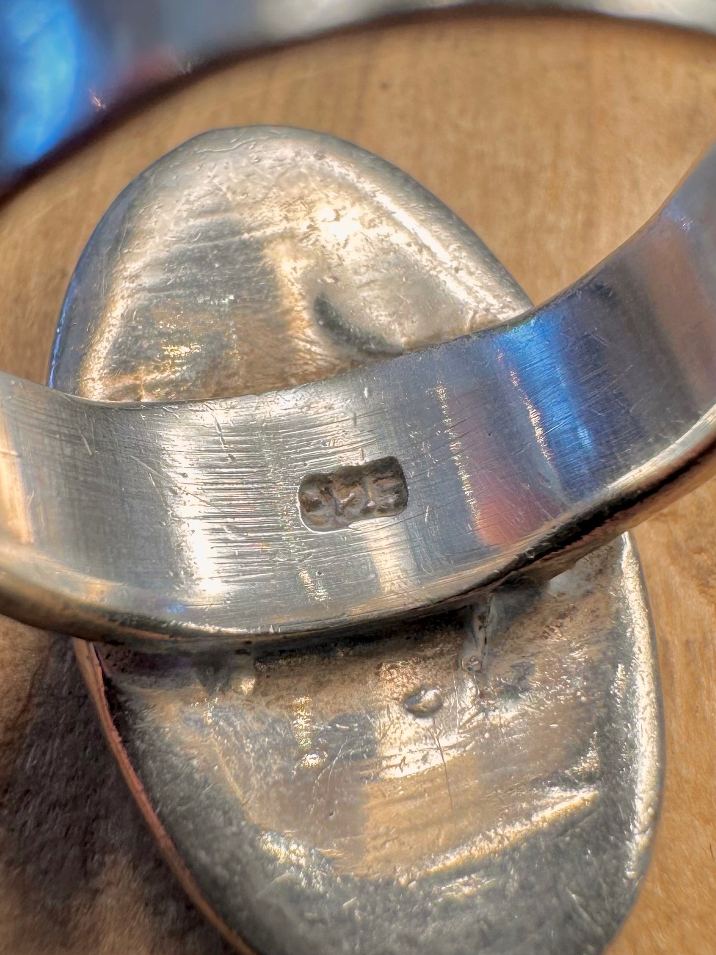 Howlite Mosiac Oval 925 Sterling Silver Size P Ring