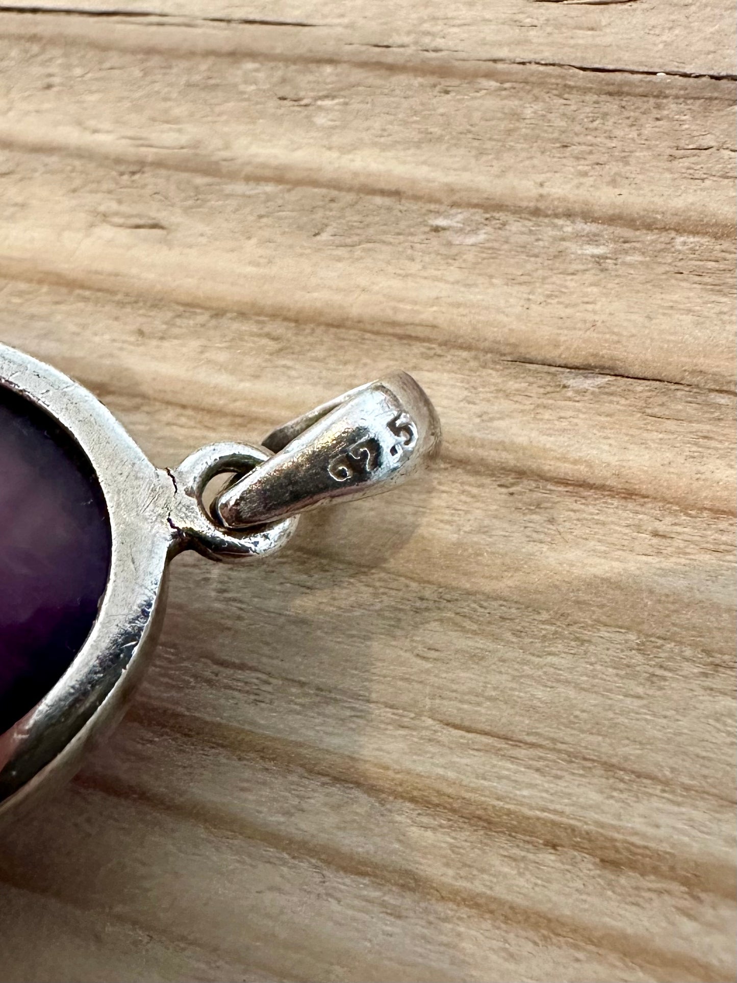 Vintage Oval Amethyst 925 Silver Pendant