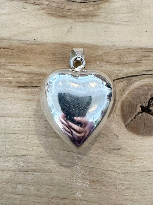 Vintage Large Heart Chime 925 Silver Pendant