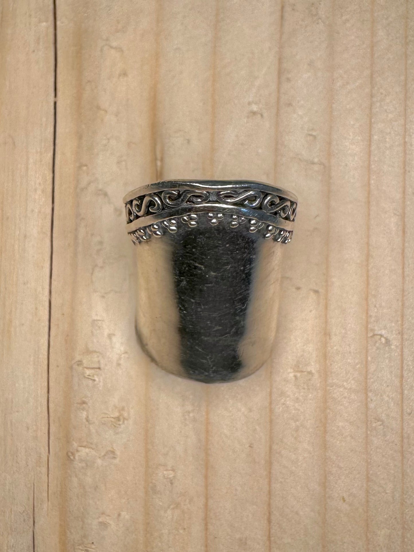 Vintage Wide Statement 925 Sterling Silver Size O Ring