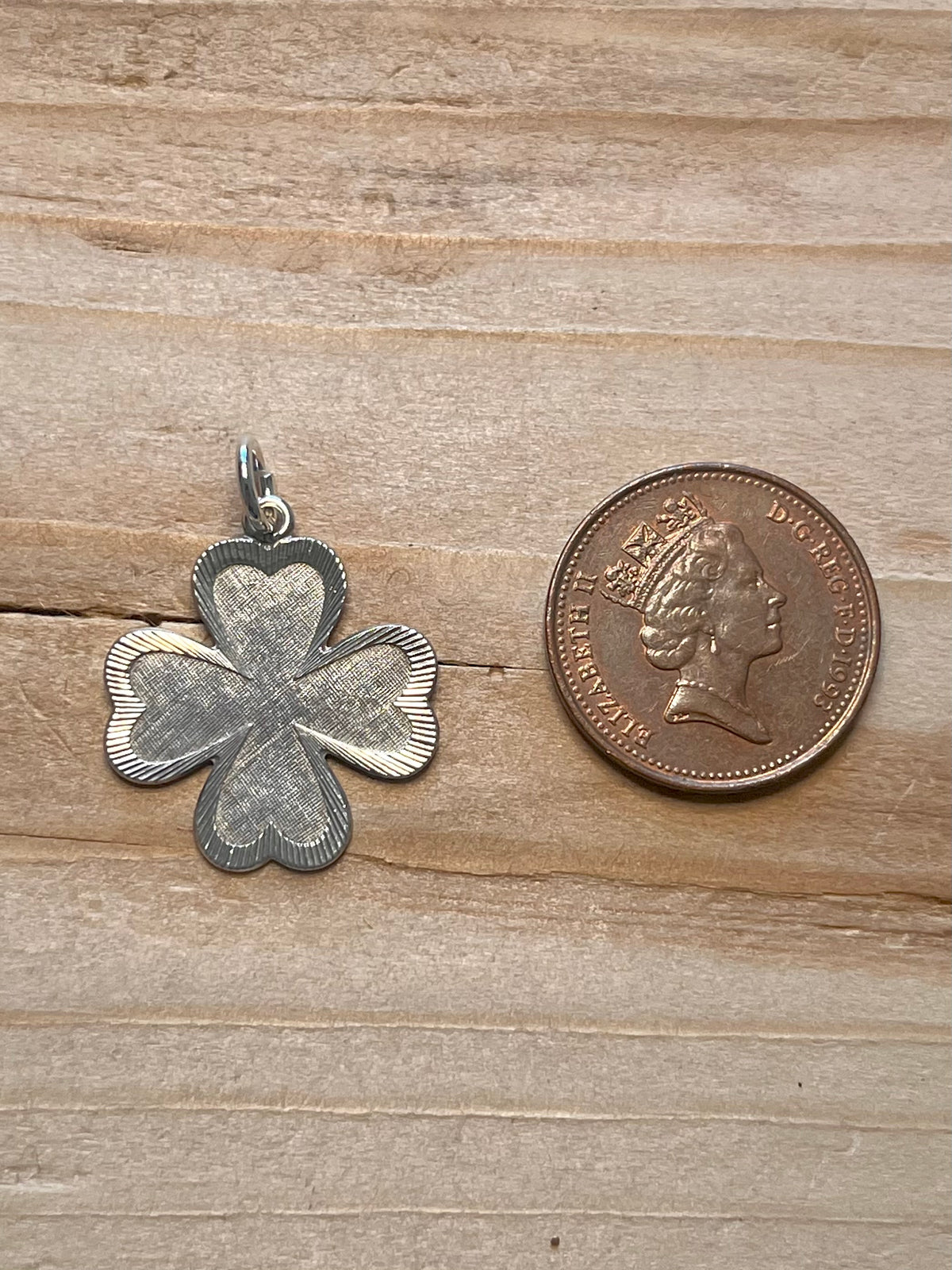 Textured Four Leaf Clover 925 Sterling Silver Pendant