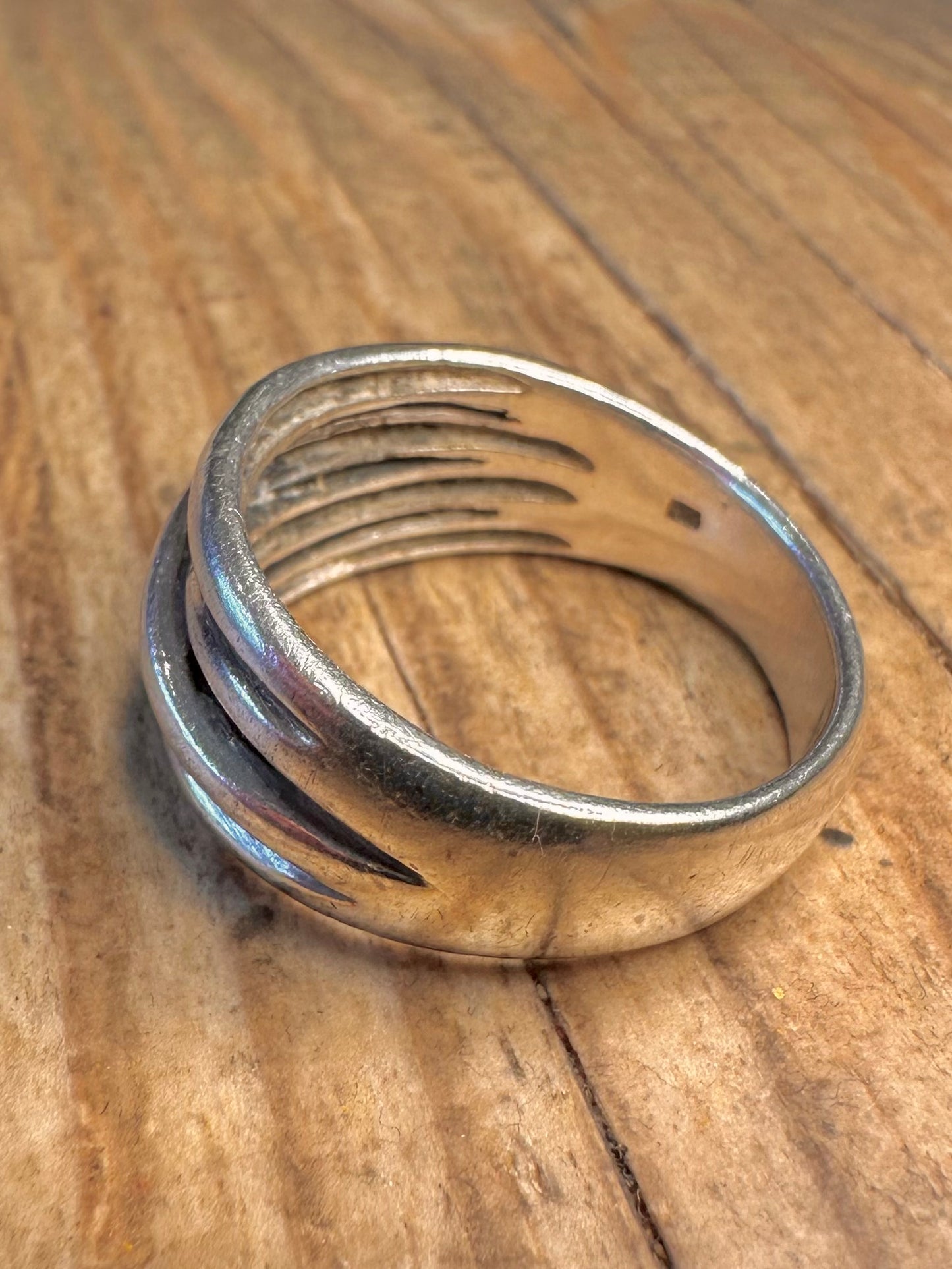 Abstract Layer Style 925 Sterling Silver Size W1/2 Ring