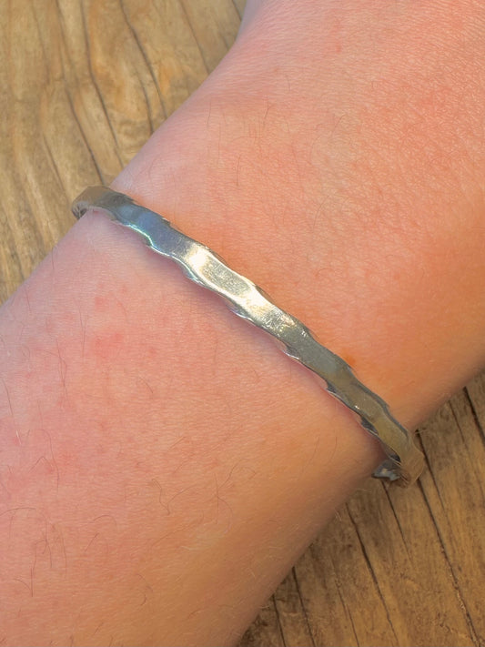 Hammered Open Cuff Maker KH 925 Sterling Silver Bangle