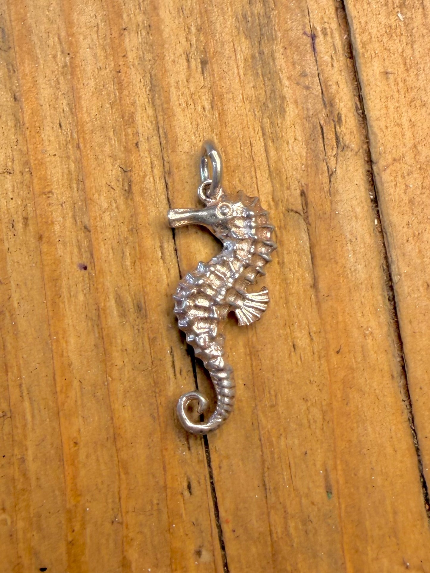 Seahorse Textured 925 Sterling Silver Pendant