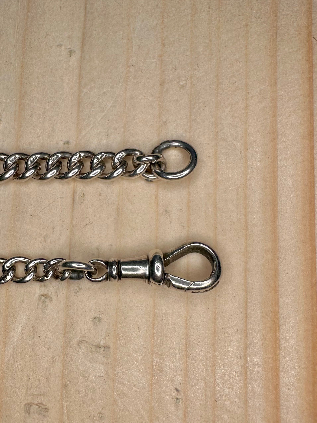 Graduated Curb Chain Albert Clasp Marked 925 Sterling Silver Every Link 8 inch Bracelet