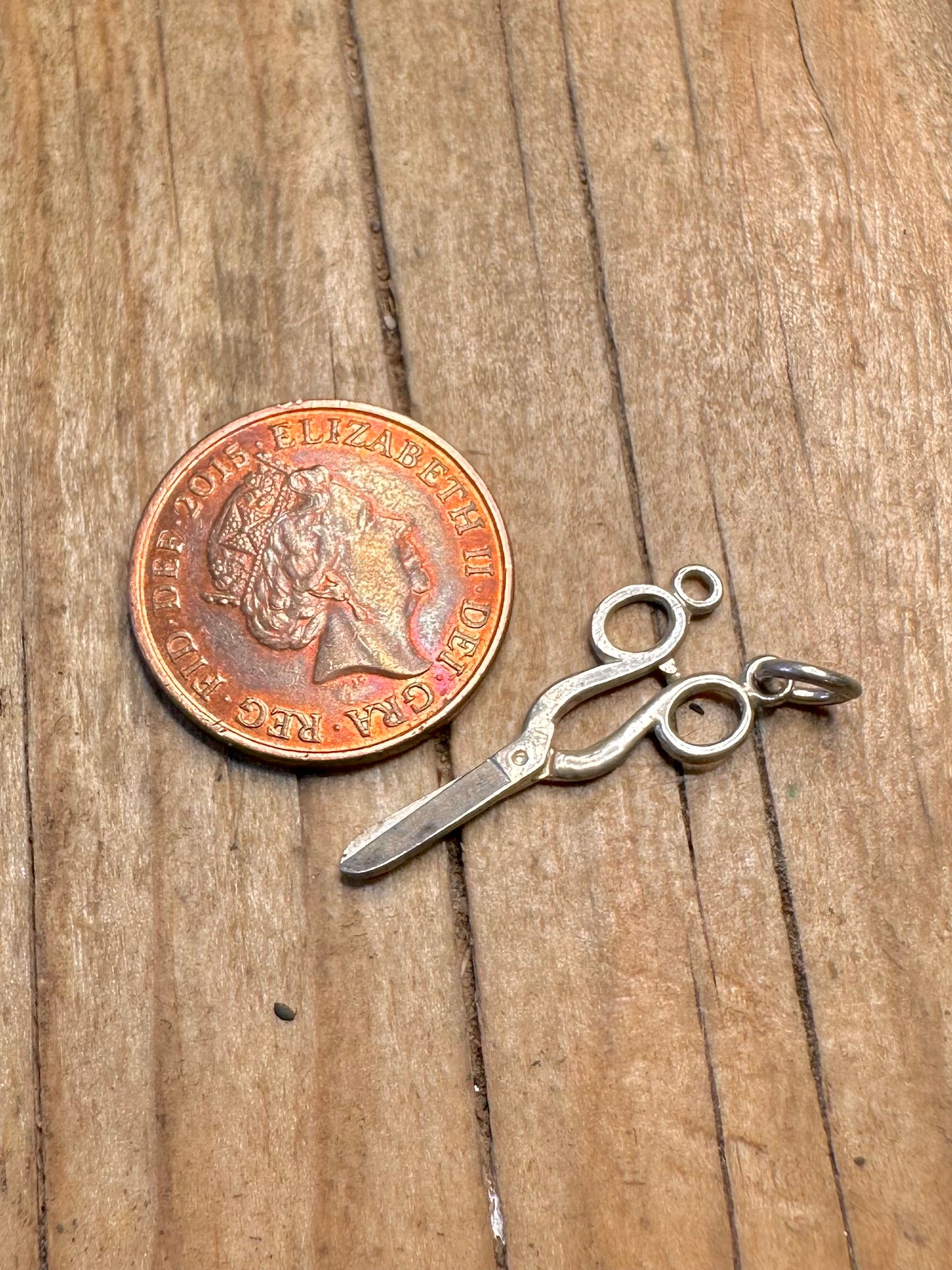 Vintage Scissors 925 Sterling Silver Charm Pendant