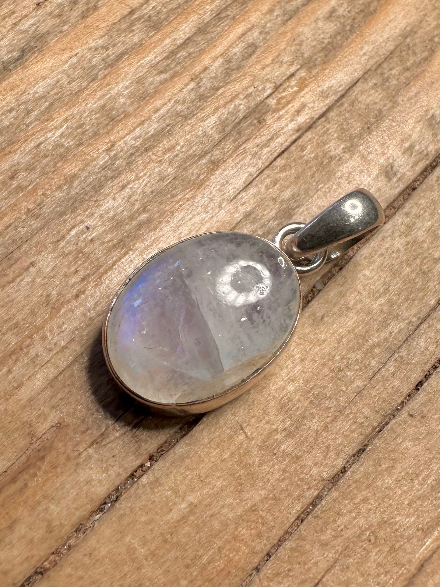 Vintage Moonstone Oval 925 Sterling Silver Pendant