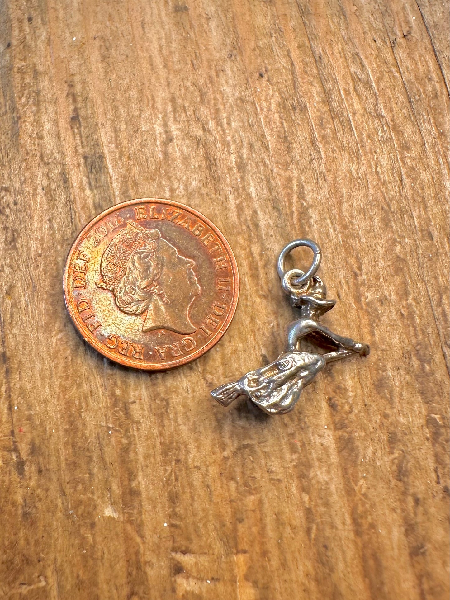 Witch Flying Broom 925 Sterling Silver Charm Pendant