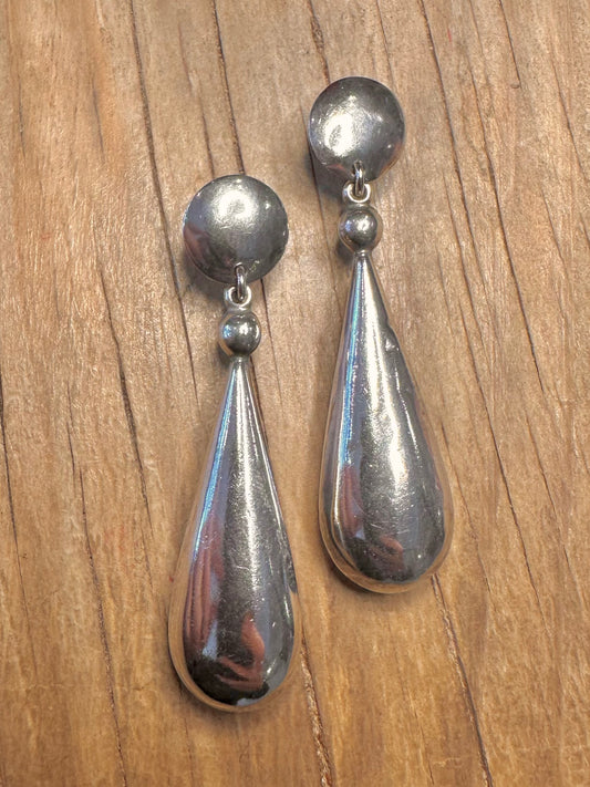 Vintage Dangle Teardrop 925 Sterling Silver Earrings