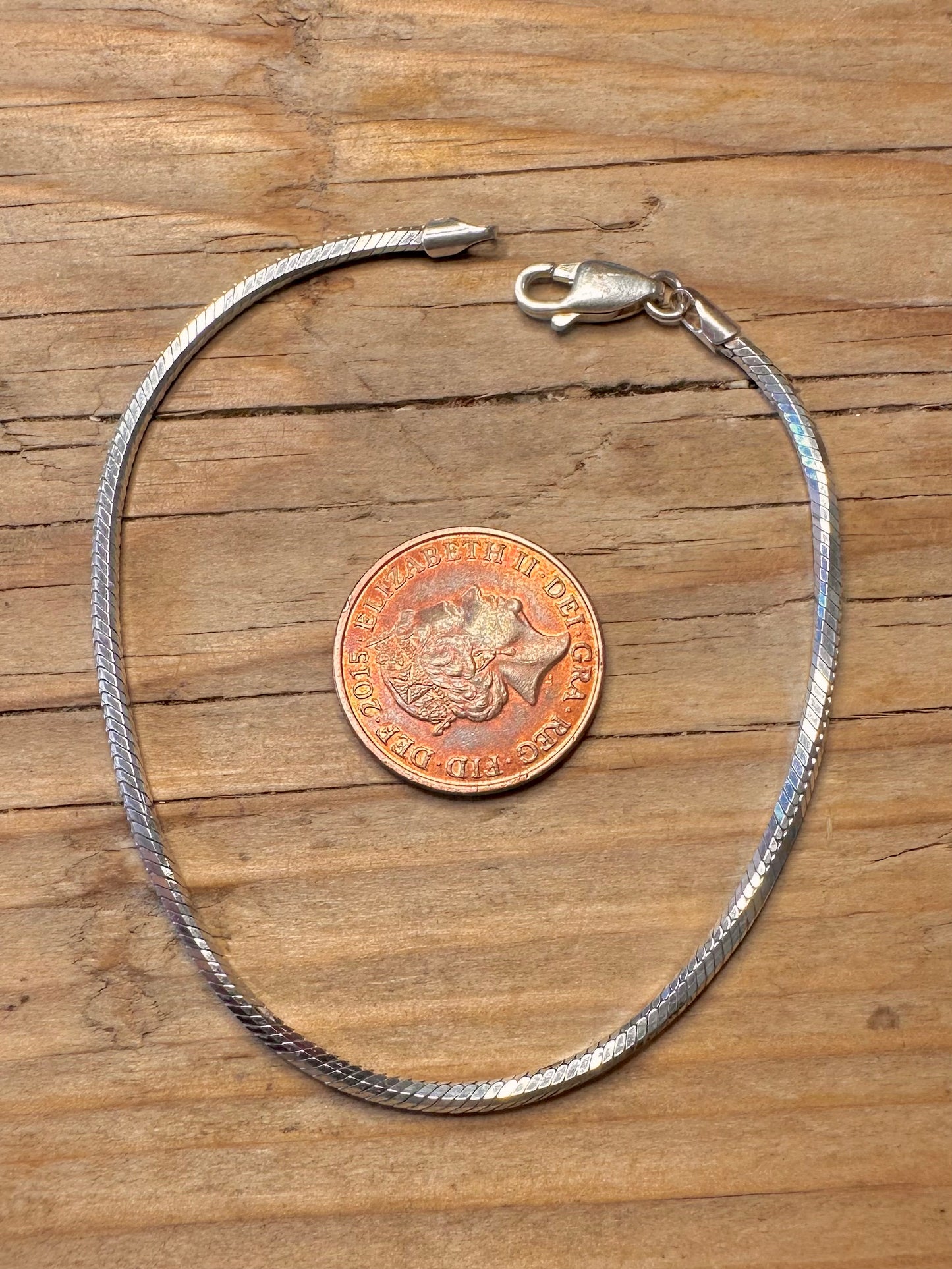 Modernes quadratisches Schlangenkettenarmband aus 925er Sterlingsilber, 7,5 Zoll