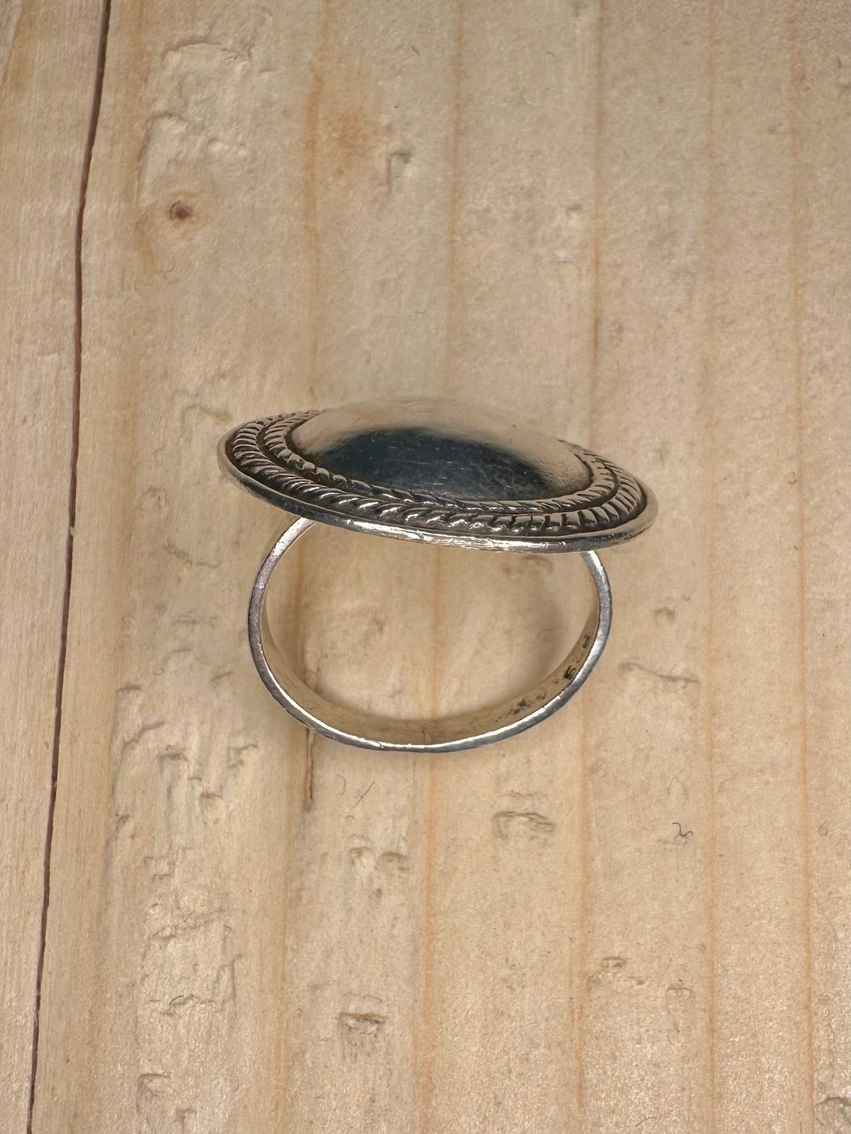 Large Circular Rope Engraved Statement 925 Sterling Silver Size L Ring