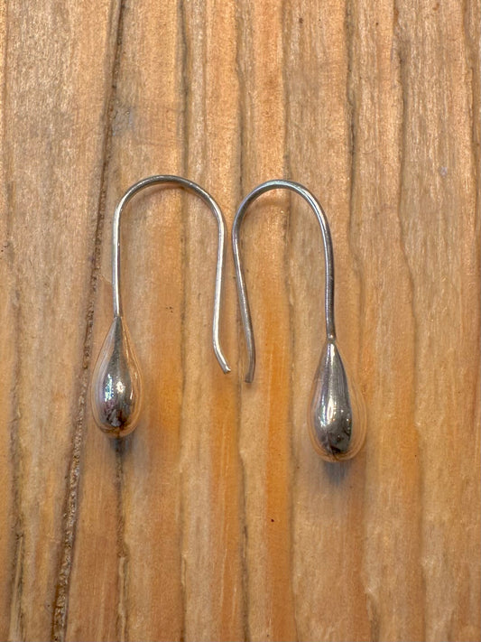 Vintage Small Tear Drop 925 Sterling Silver Earrings