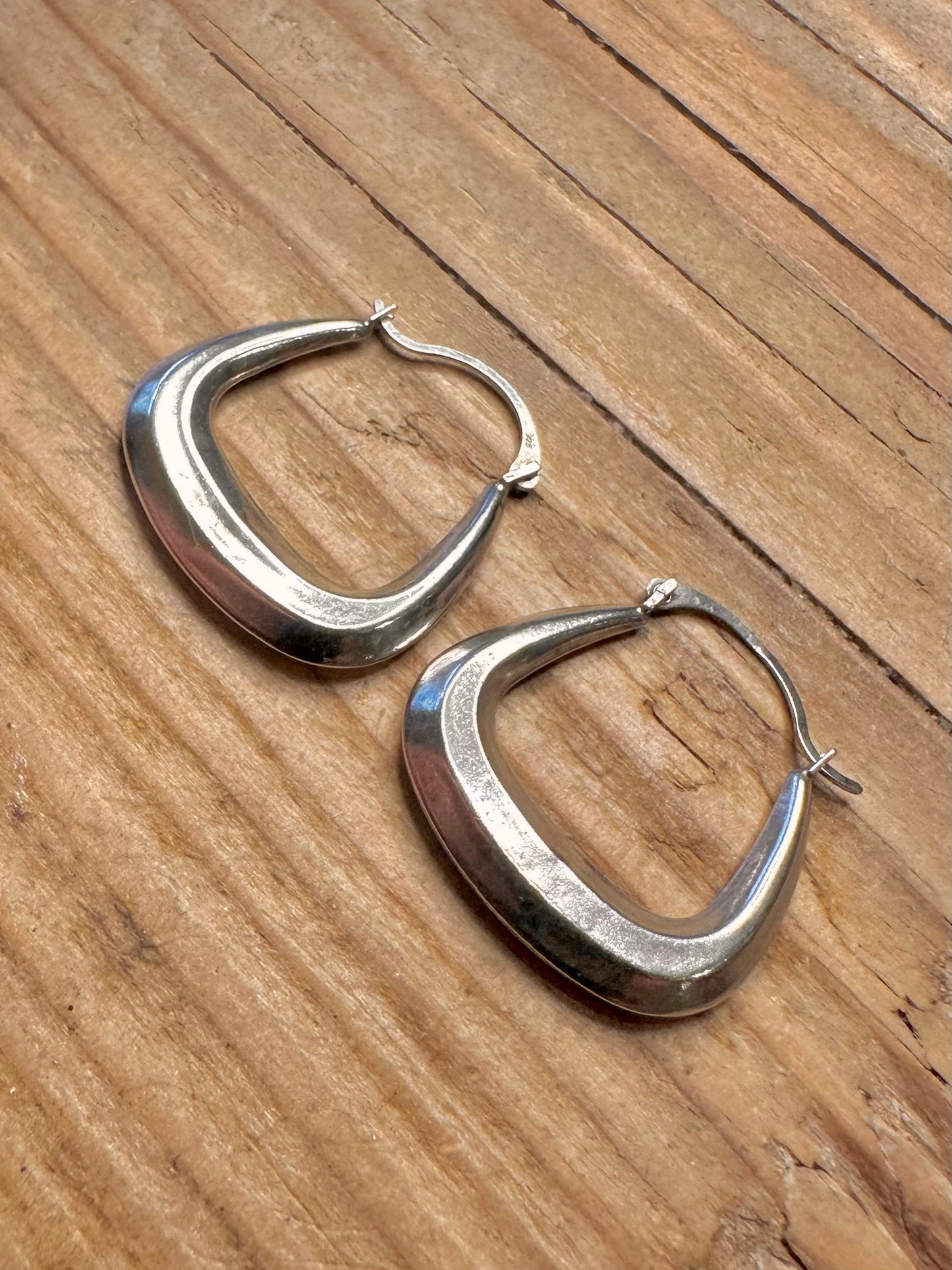 Vintage Handbag Style Hoops 925 Sterling Silver Earrings