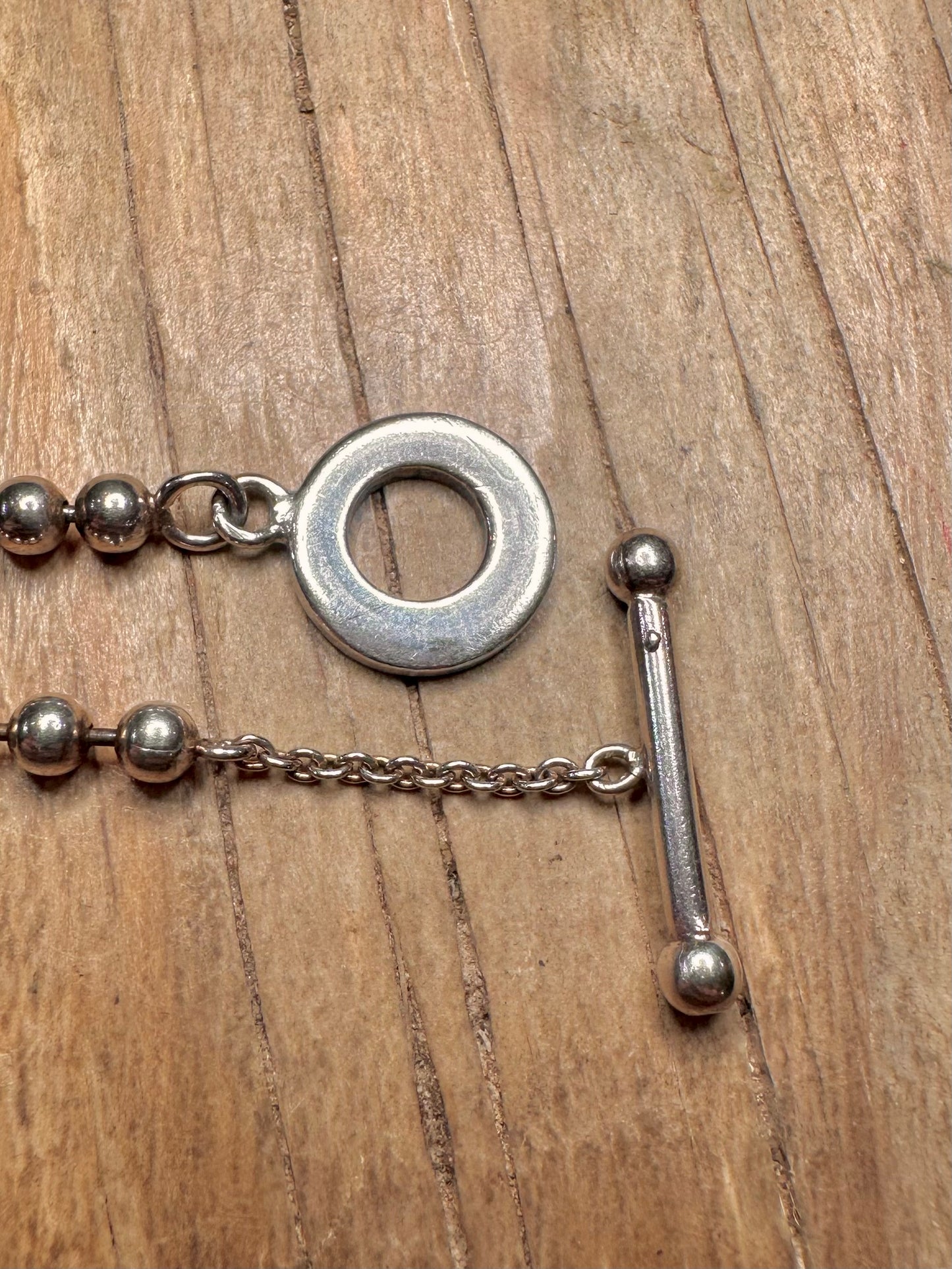 Vintage Ball Chain T Bar 925 Sterling Silver 15.5 inch Necklace