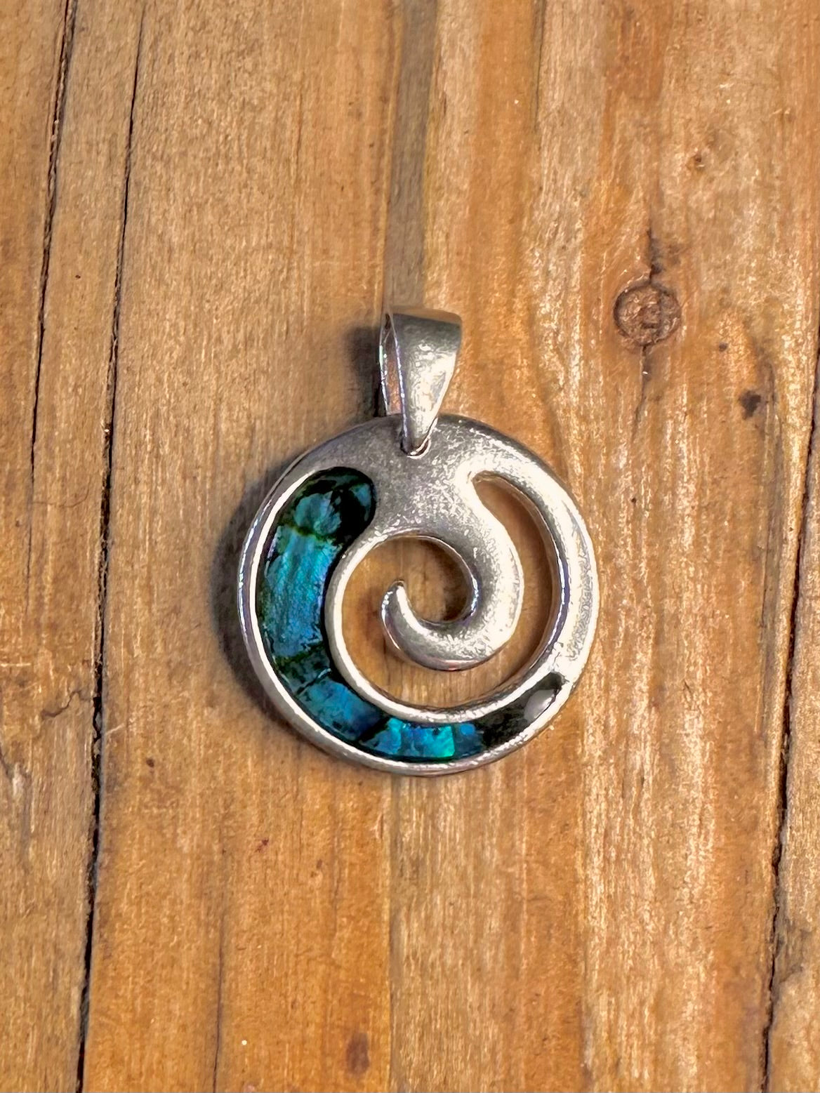 Iridescent Abalone Swirl 925 Sterling Silver Pendant