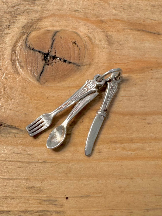 Vintage Cutlery 925 Silver Charm Pendant