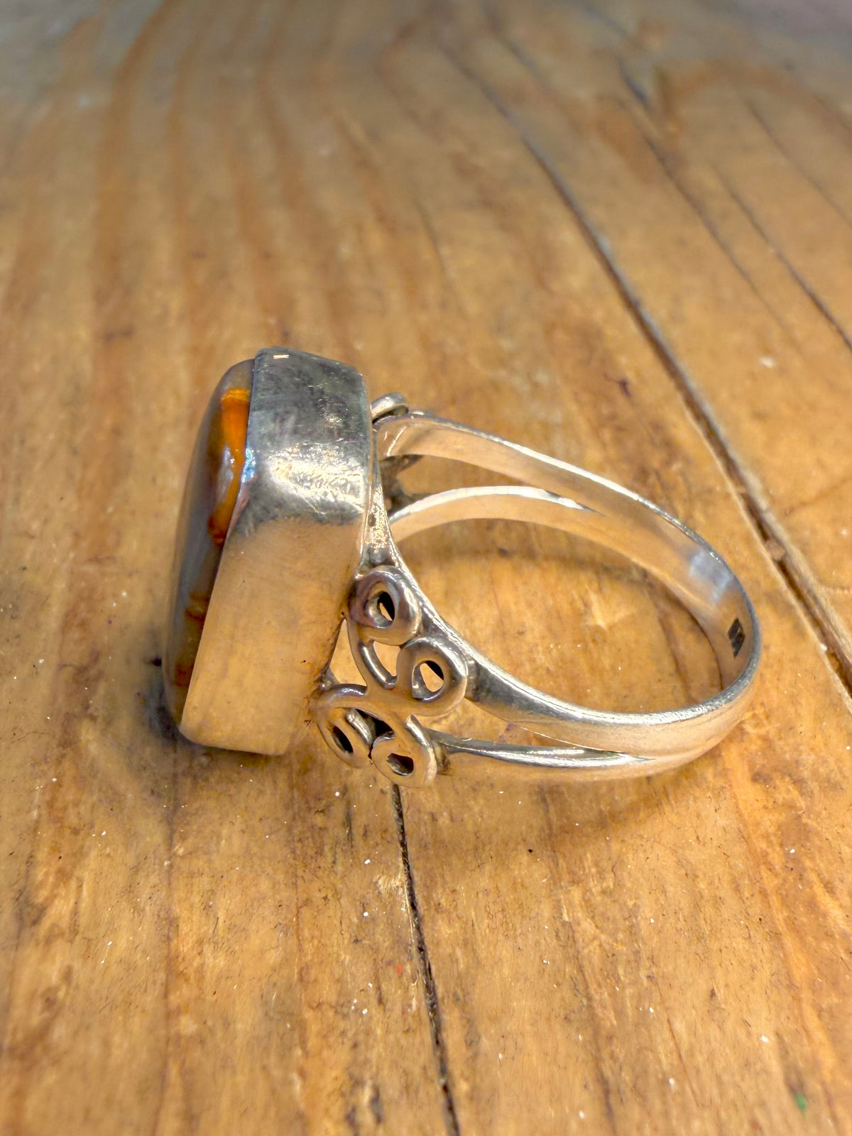 Rectangle Jasper 925 Sterling Silver Size N Ring