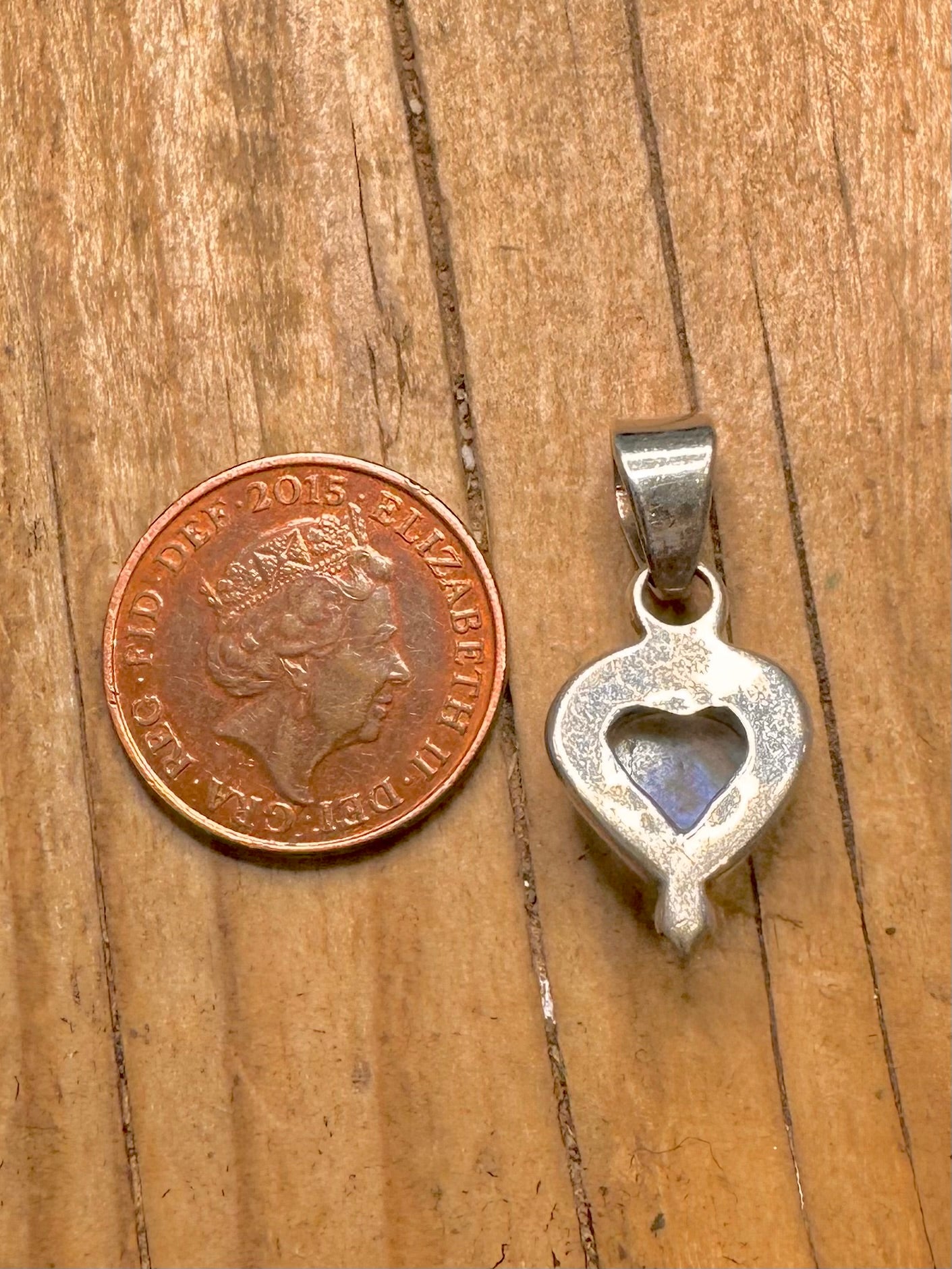 Vintage Herz Mondstein 925 Sterling Silber Anhänger