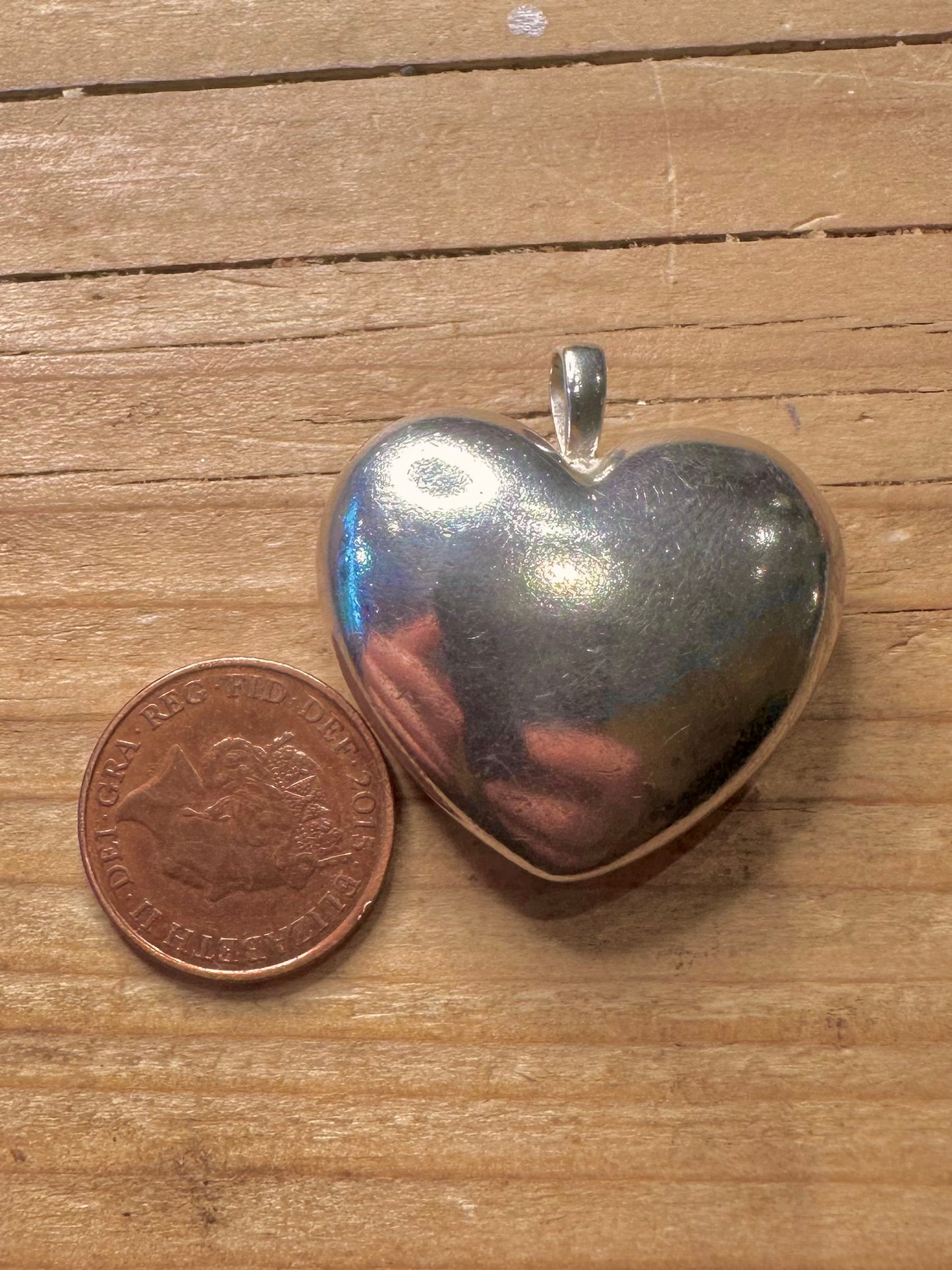 Moderner Puff-Herz-Anhänger aus 925er Sterlingsilber