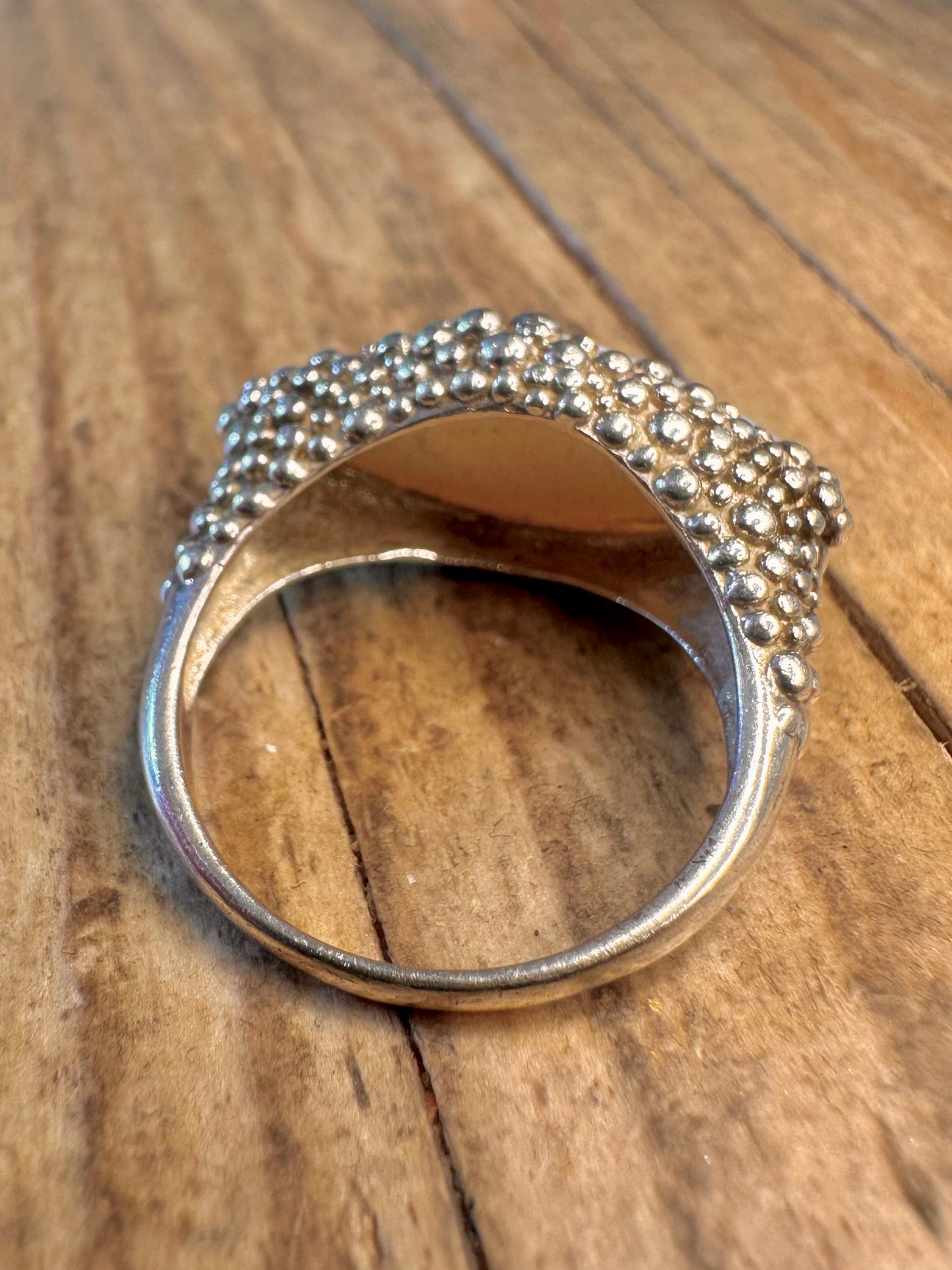 Perlmutt-Blasen-Effekt 925 Sterling Silber Ring Größe N