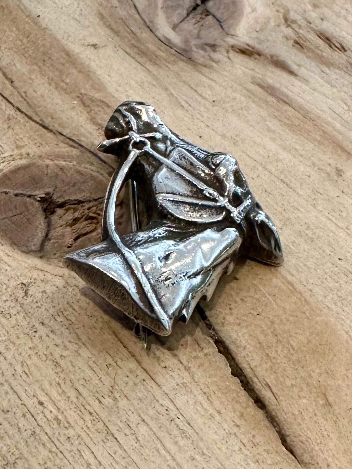 Vintage Horse Head 925 Silver Brooch