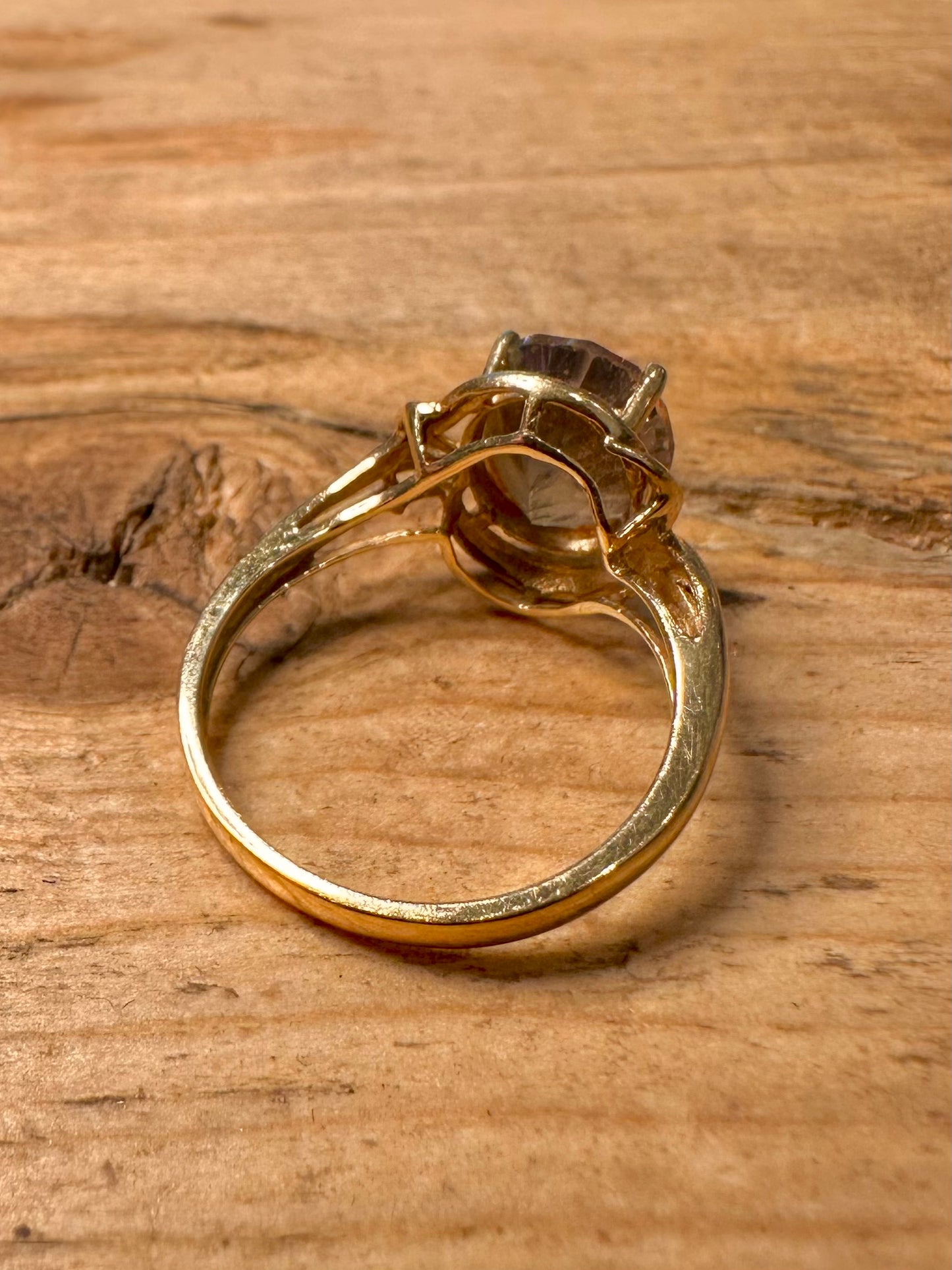 Vintage 9ct Gold Mystic Topaz 375 Size P1\2 Ring