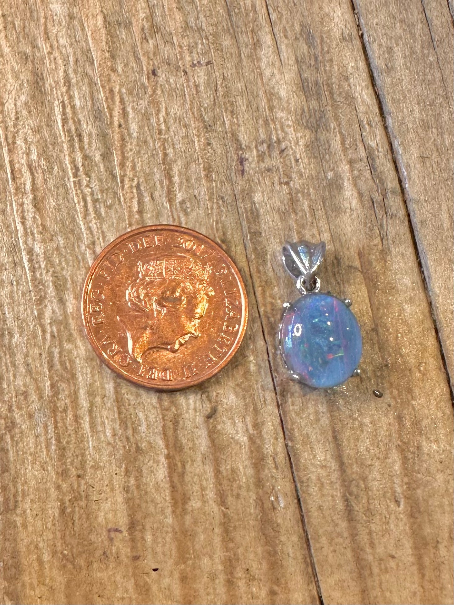 Blauer Opal Cabochon 925 Sterling Silber Anhänger