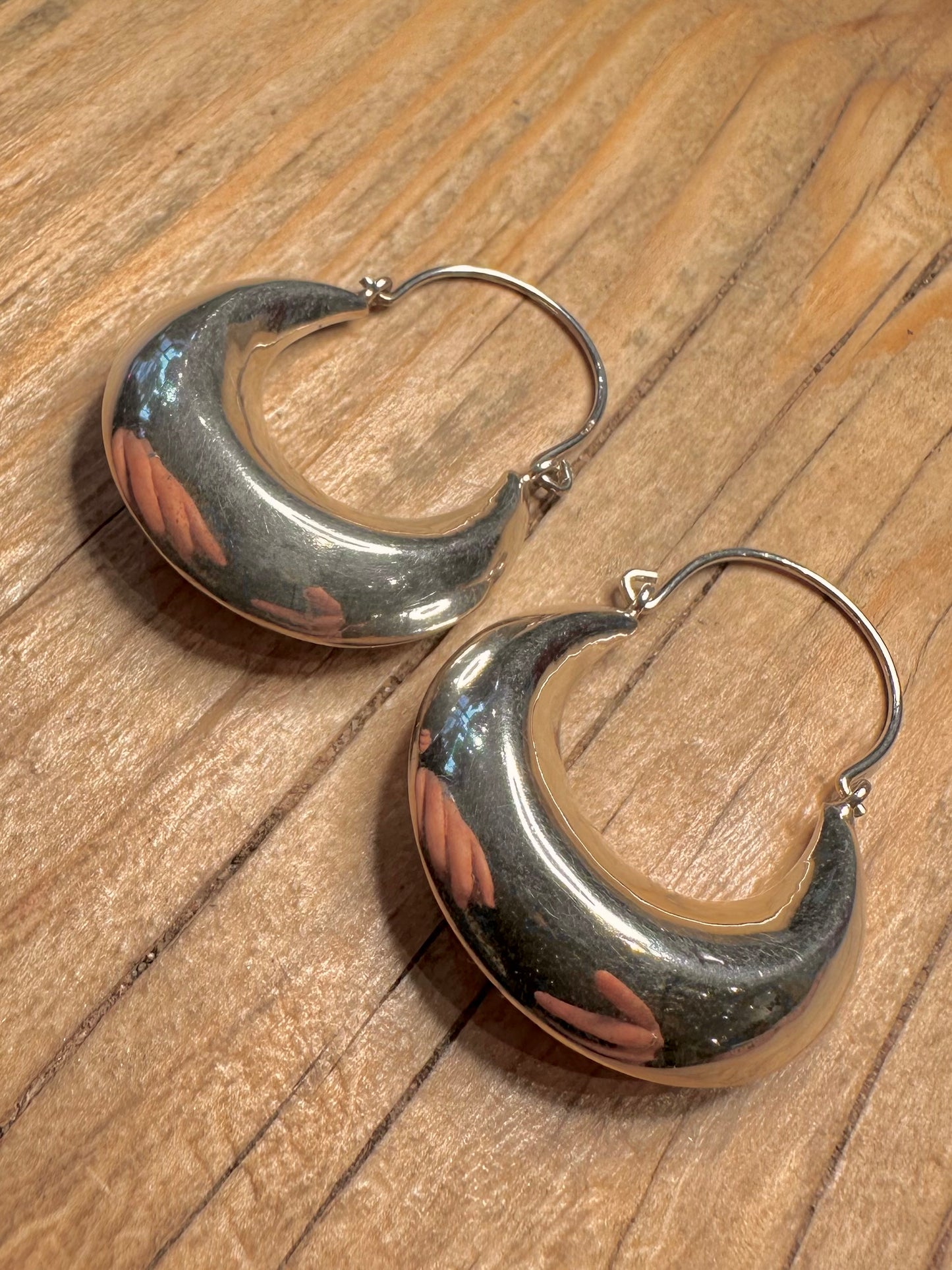 Abstract Chunky Hoops 925 Sterling Silver Earrings