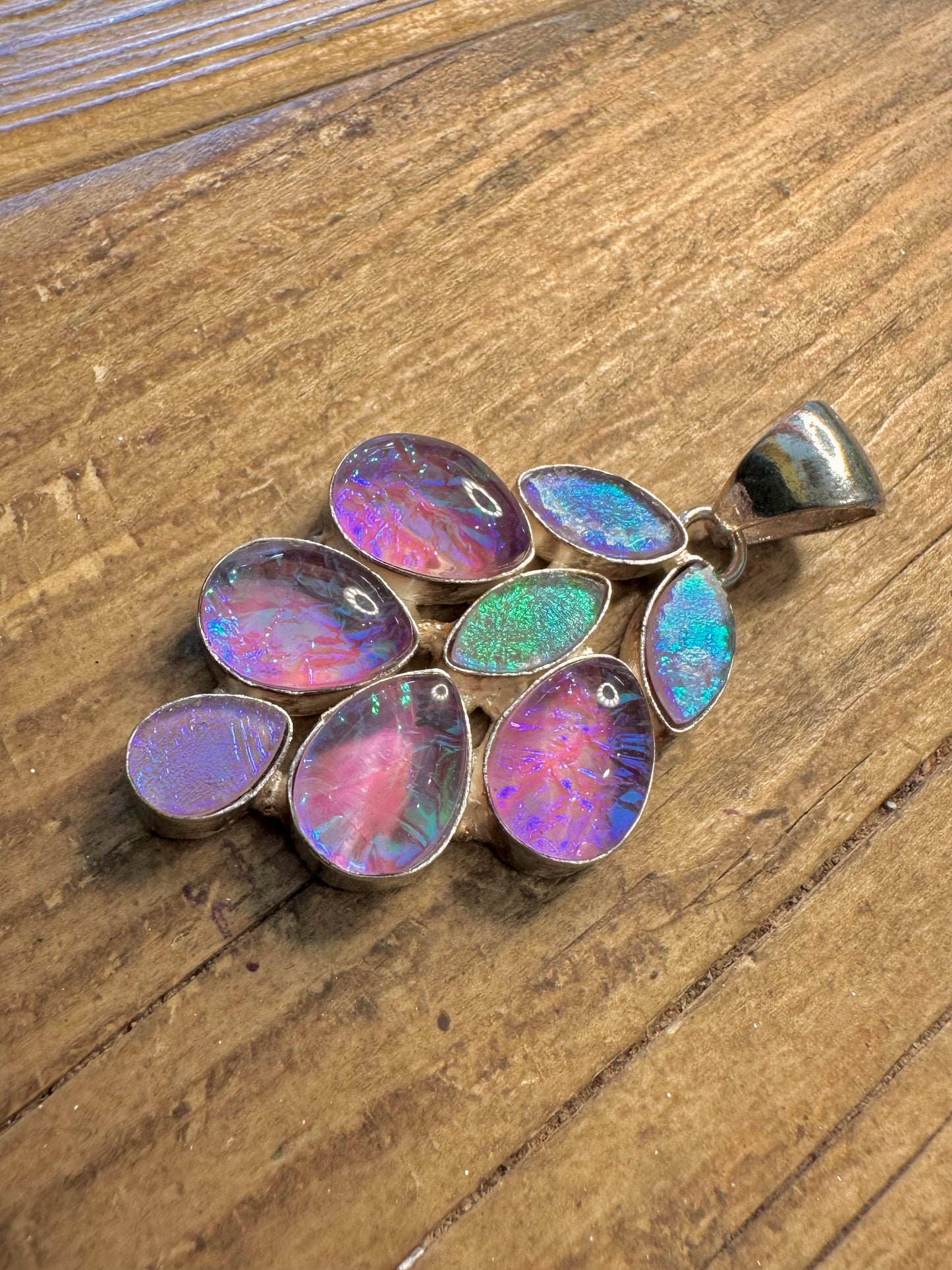 Abstract Multi Coloured 925 Sterling Silver Pendant