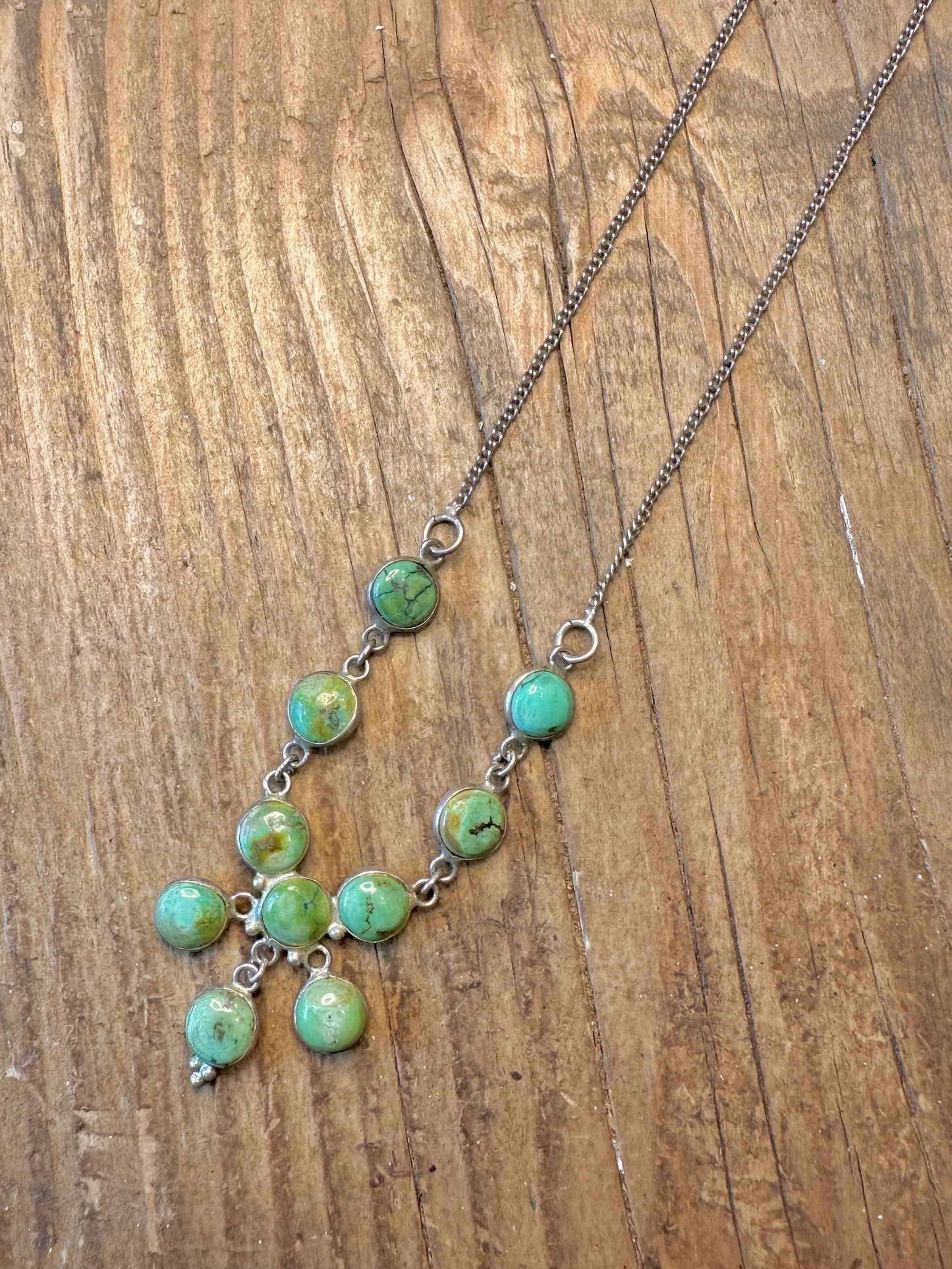 Turquoise Ornate Curb Chain 925 Sterling Silver 16 to 16.85 inch Necklace