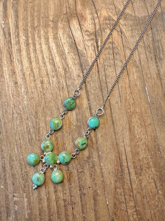 Turquoise Ornate Curb Chain 925 Sterling Silver 16 to 16.85 inch Necklace