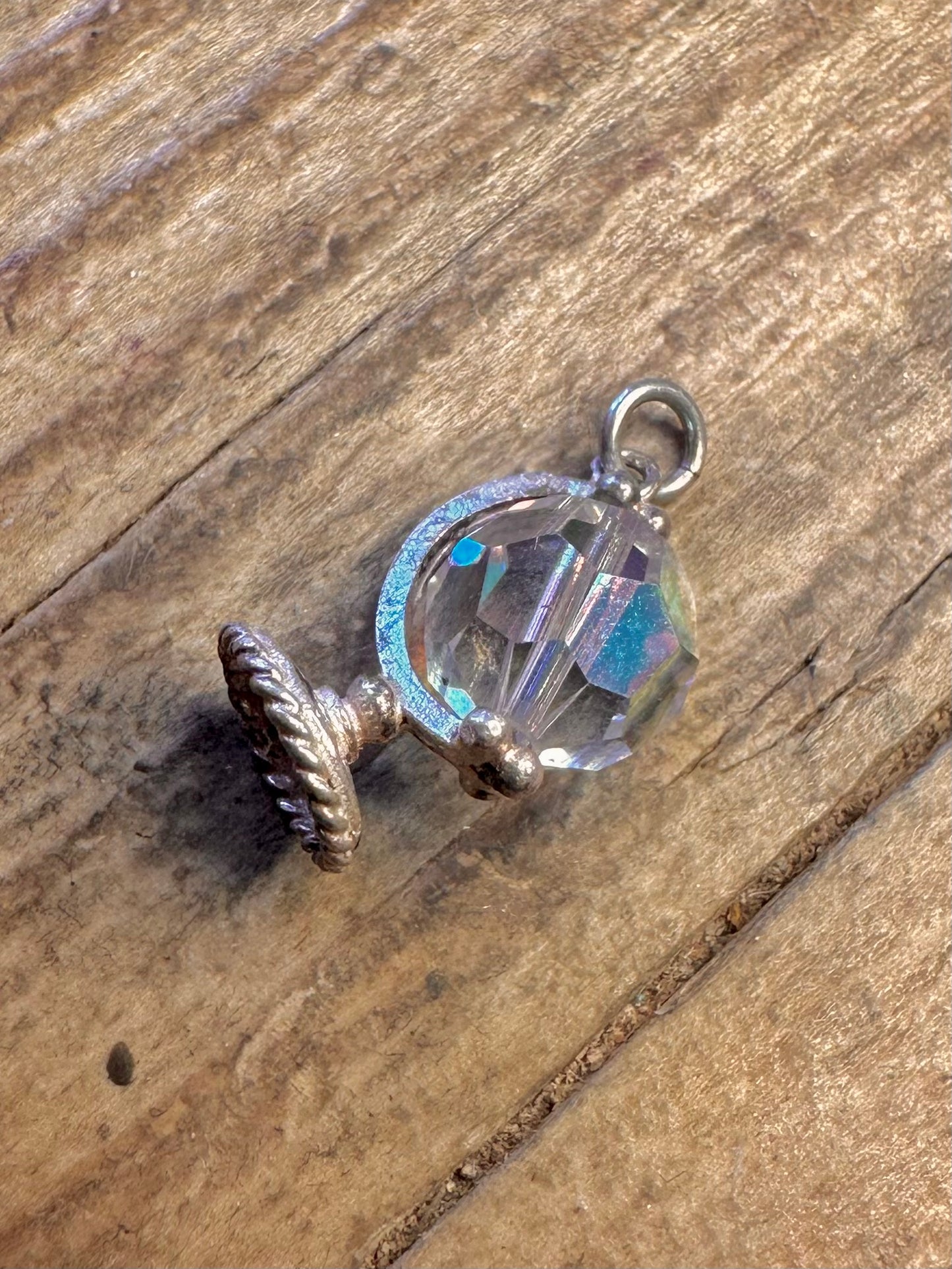 Kristallkugel Globus 925 Sterling Silber Charm-Anhänger
