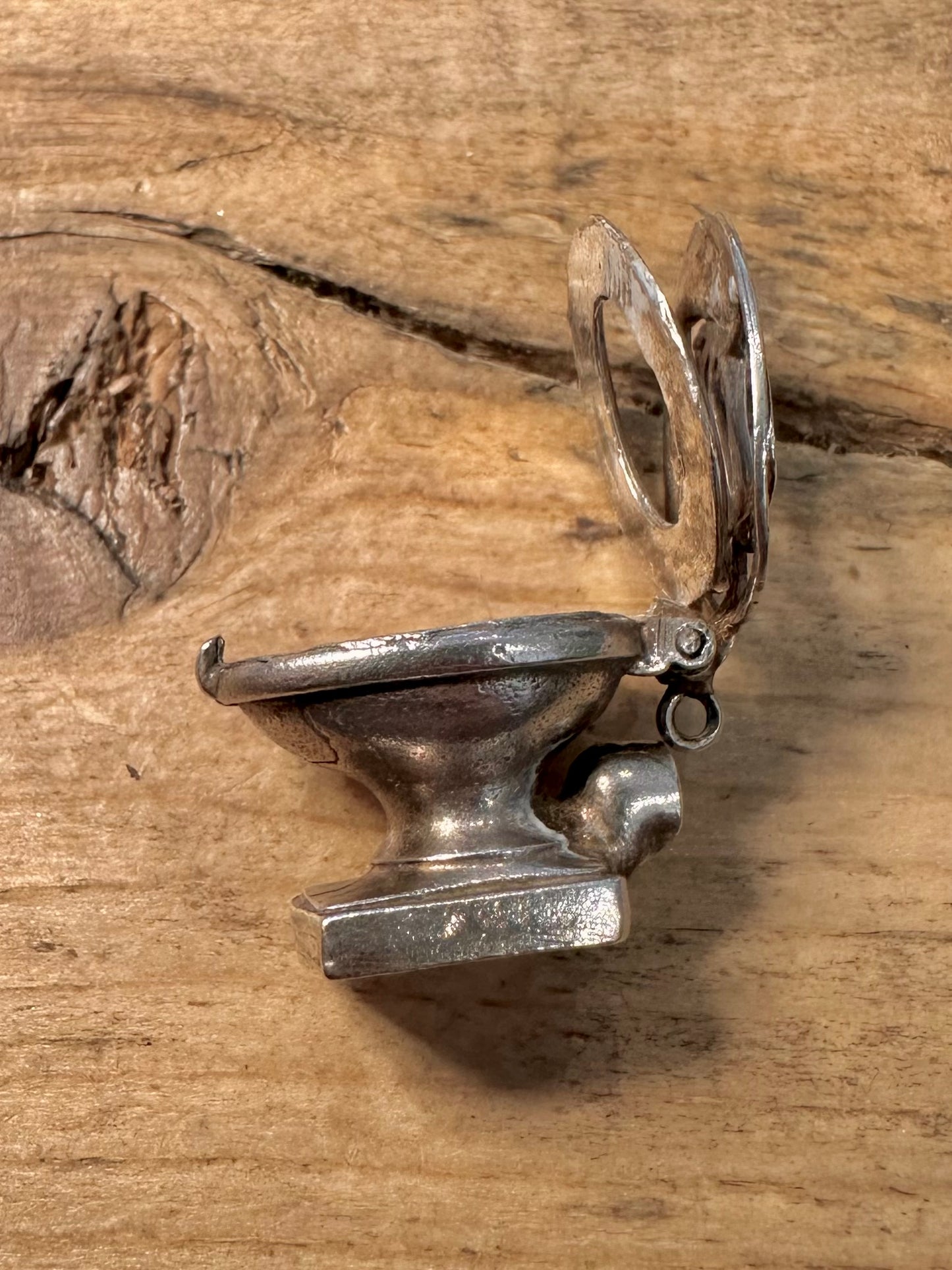 Vintage Toilet Playing Cards Articulated 925 Silver Charm Pendant