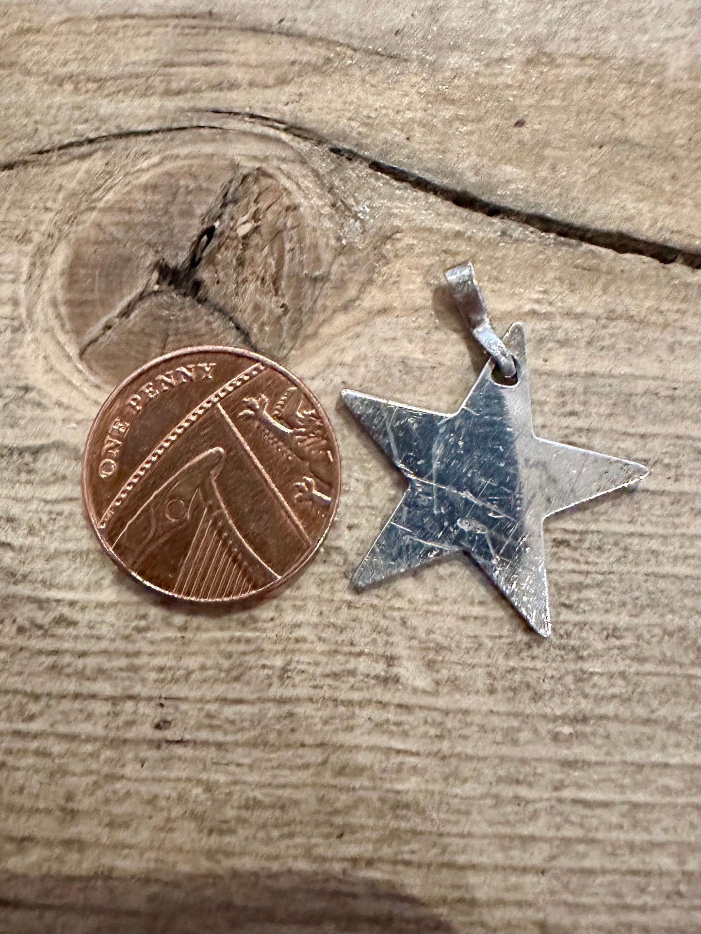 Vintage Textured Star 925 Silver Pendant