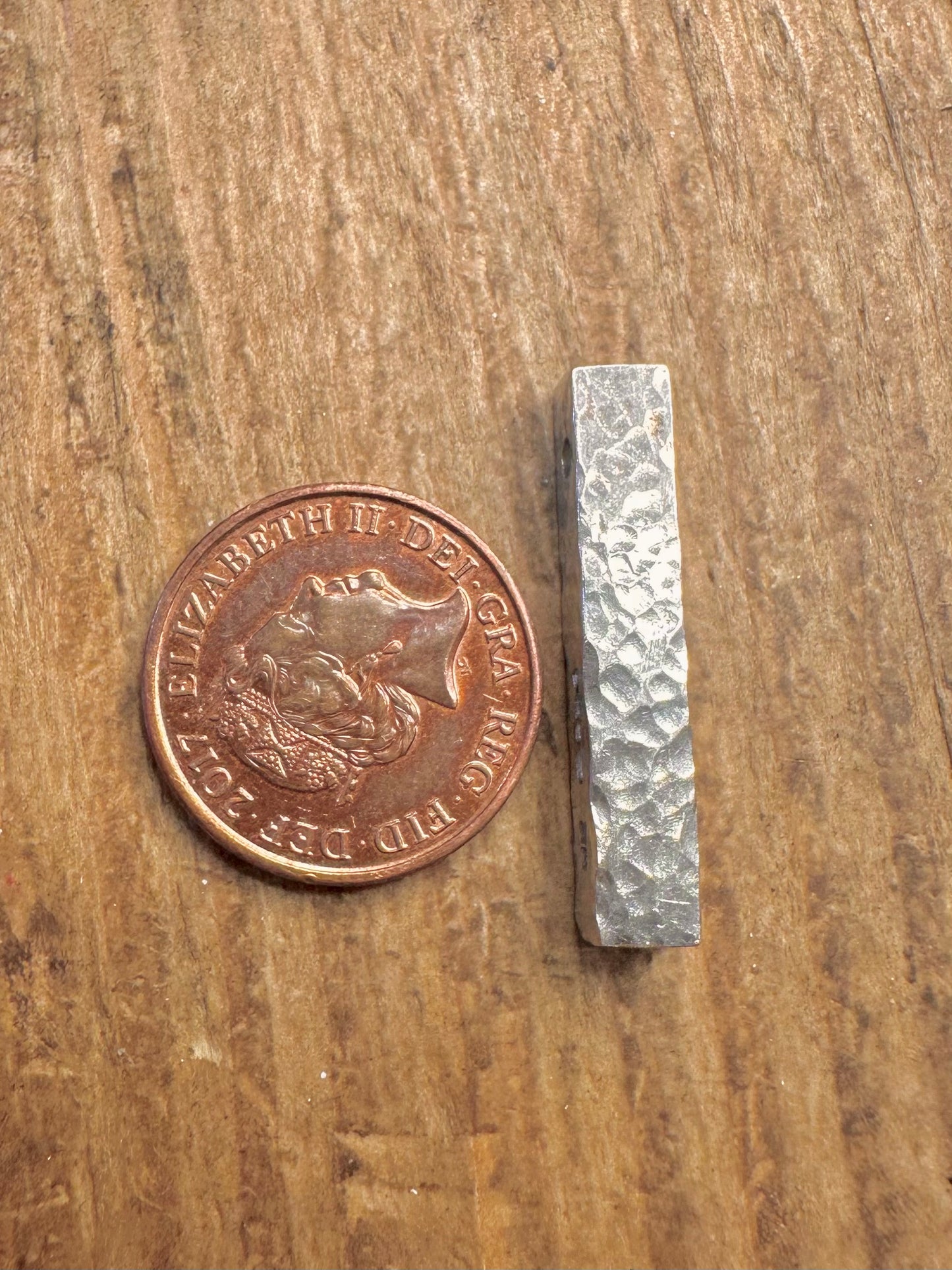 Hammered Textured 2007 Rectangle Edinburgh 925 Sterling Silver Pendant