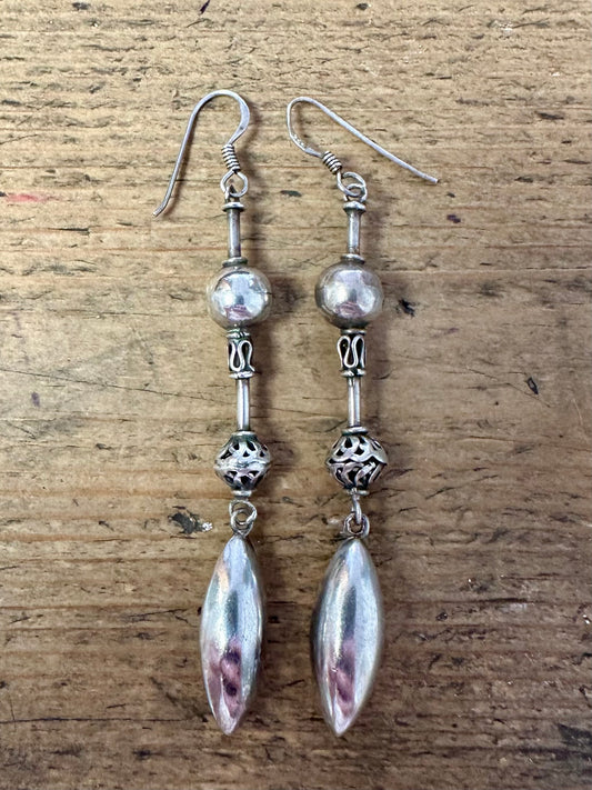 Vintage Tribal Dangle 925 Silver Earrings