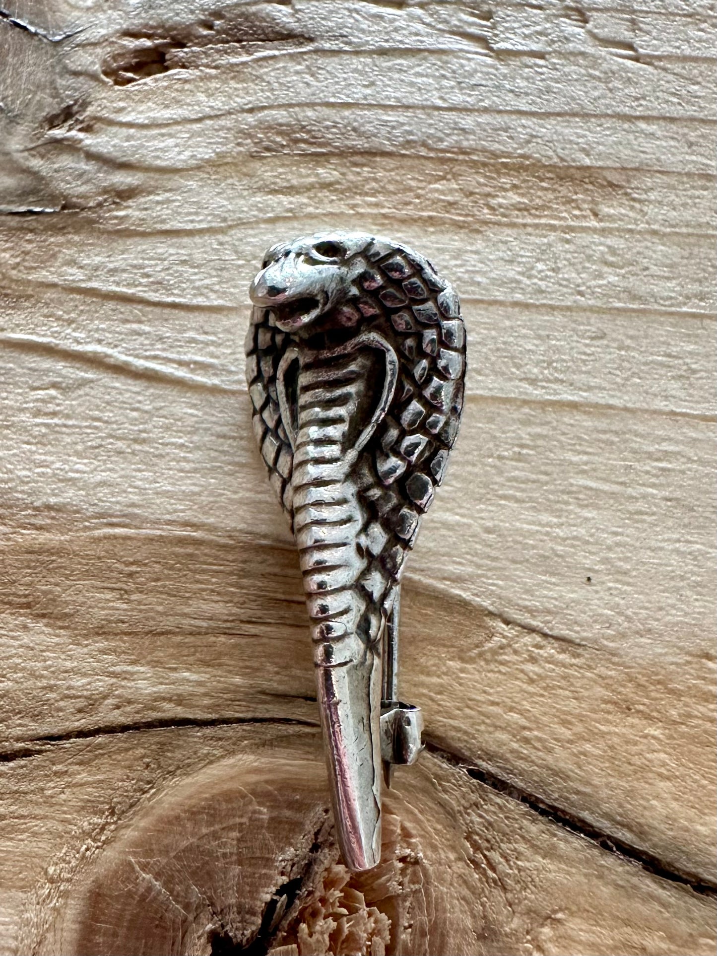 Vintage Cobra Snake 925 Silver Brooch