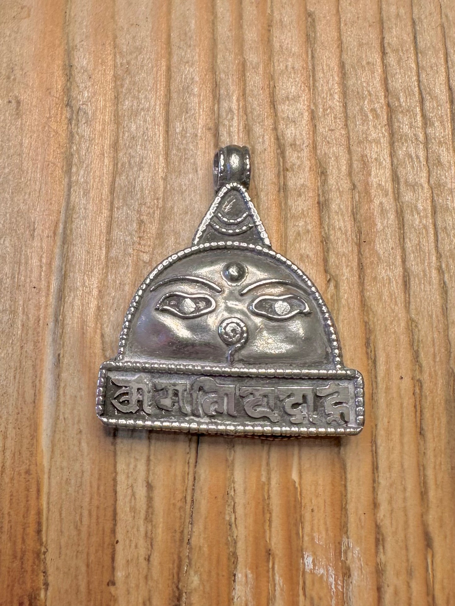 Vintage Buddha Face Triangle 925 Sterling Silver Pendant