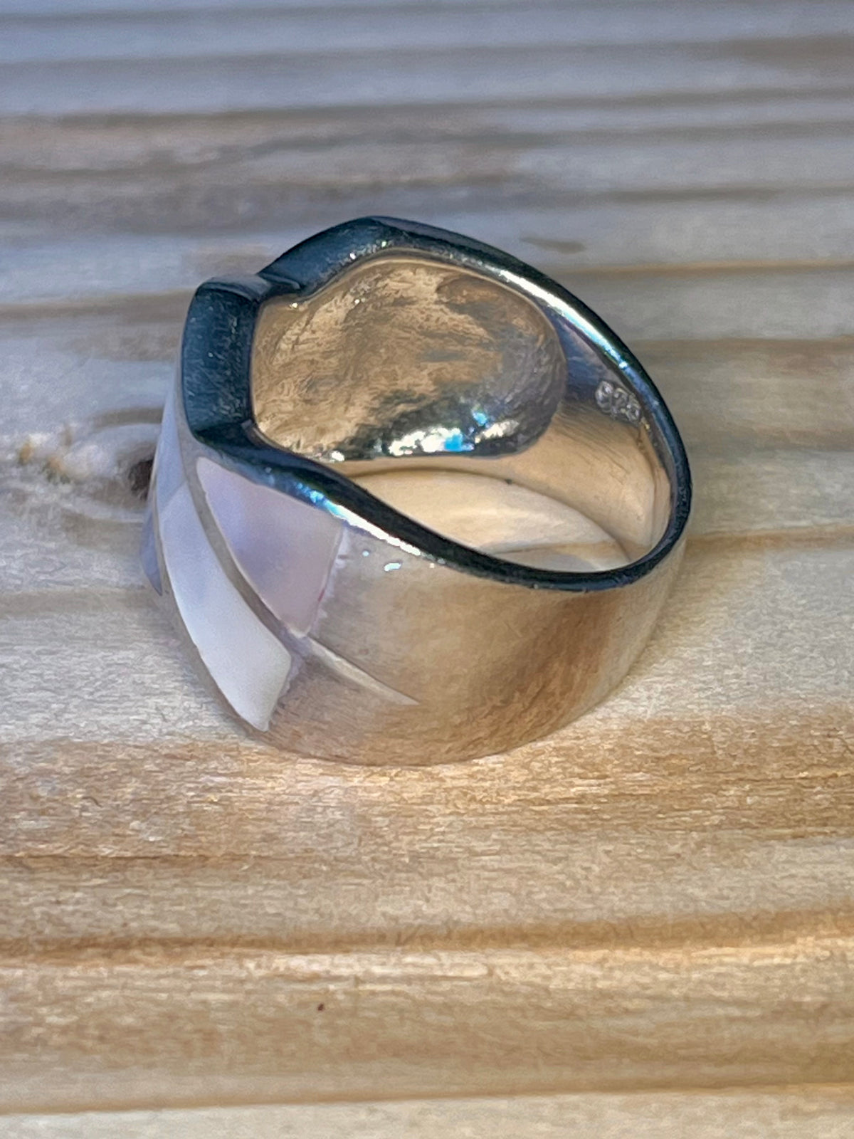 Mother Of Pearl 925 Sterling Silver Size N Ring