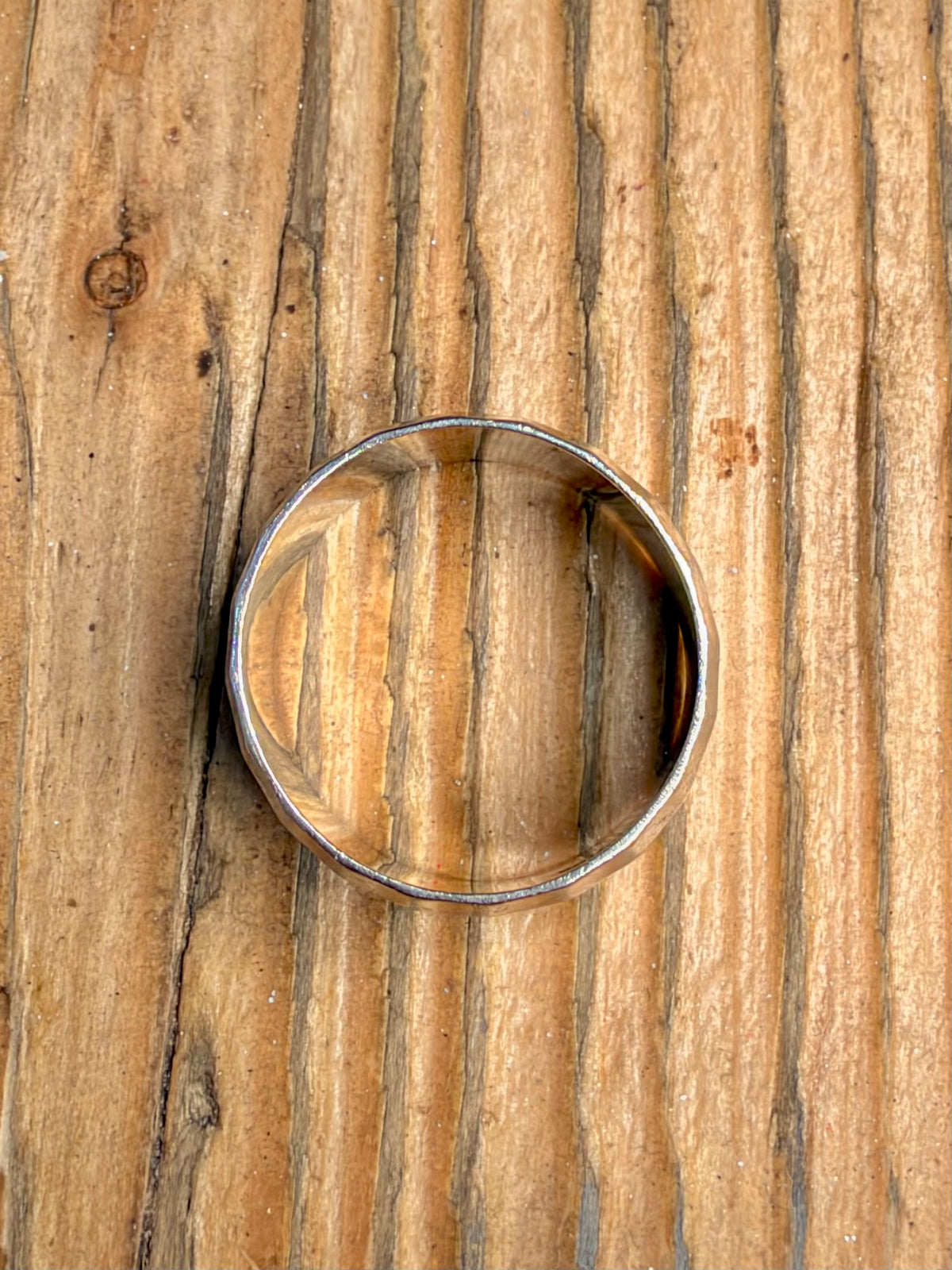 Square 1974 Hammered Band 925 Sterling Silver Size W Ring