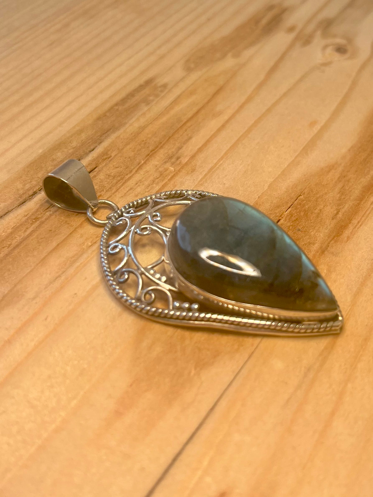Large Tear Drop Labradorite 925 Sterling Silver Pendant