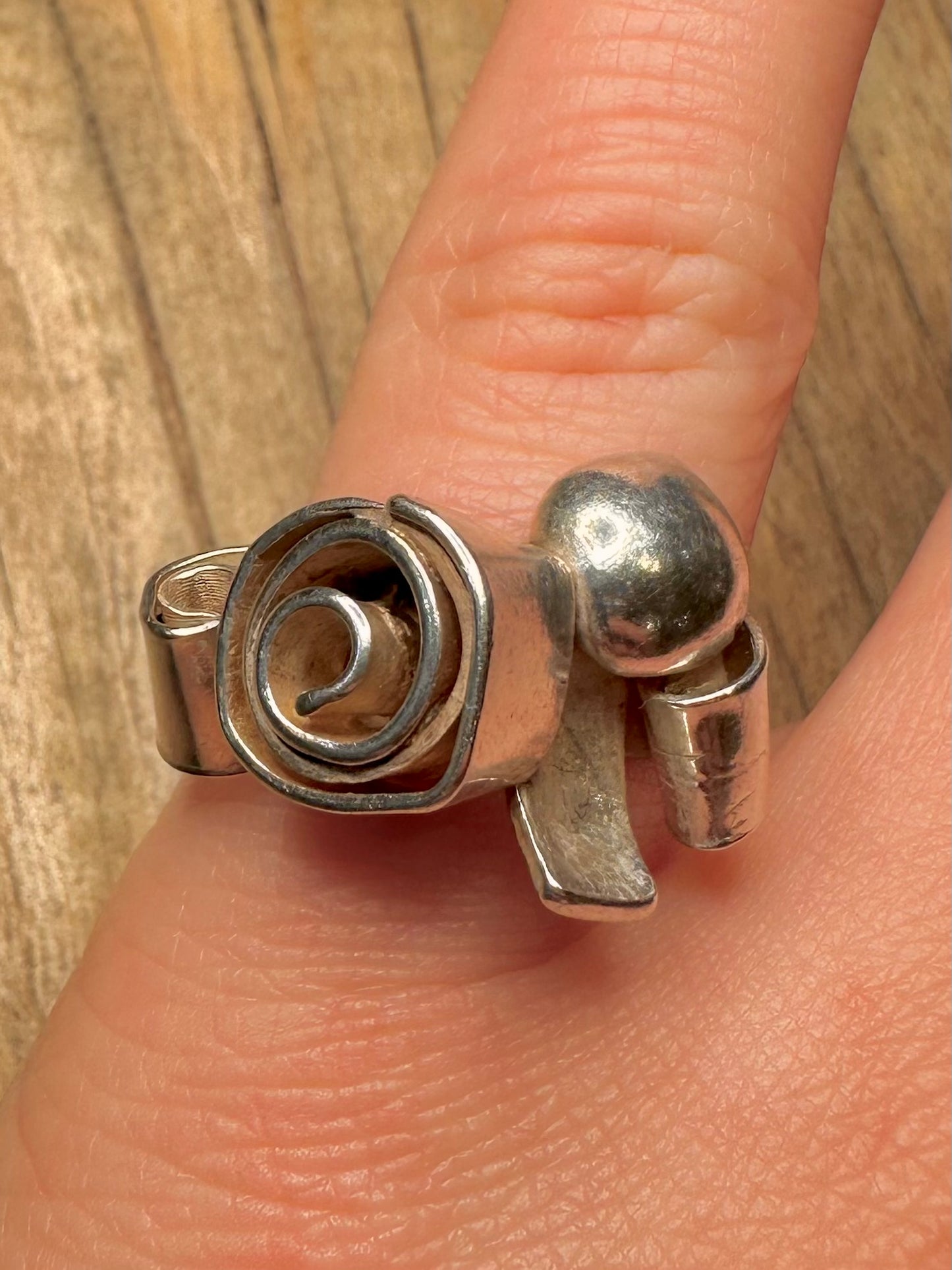 Abstract Modernist 925 Sterling Silver Size M1/2 Ring