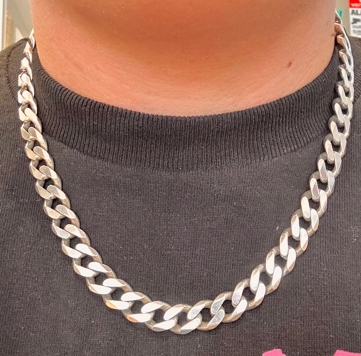 Vintage Chunky Curb Chain 925 Silver 21 inch Necklace