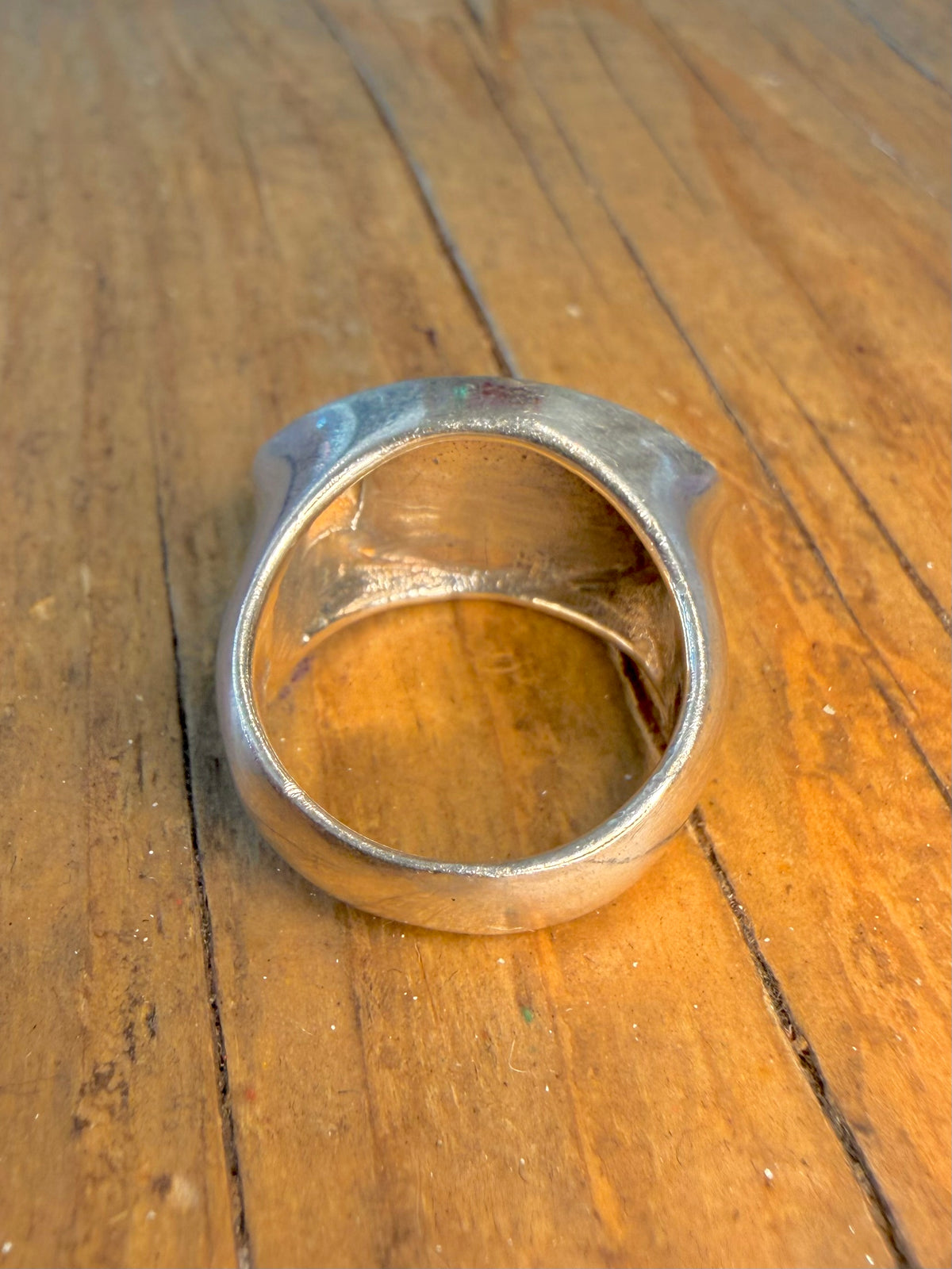 Modernist Blue Mother of Pearl 925 Sterling Silver Size N Ring