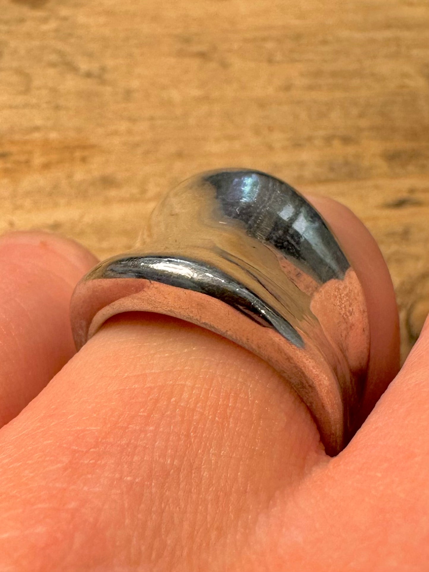 Modernist Wavy 925 Silver Size Q Ring