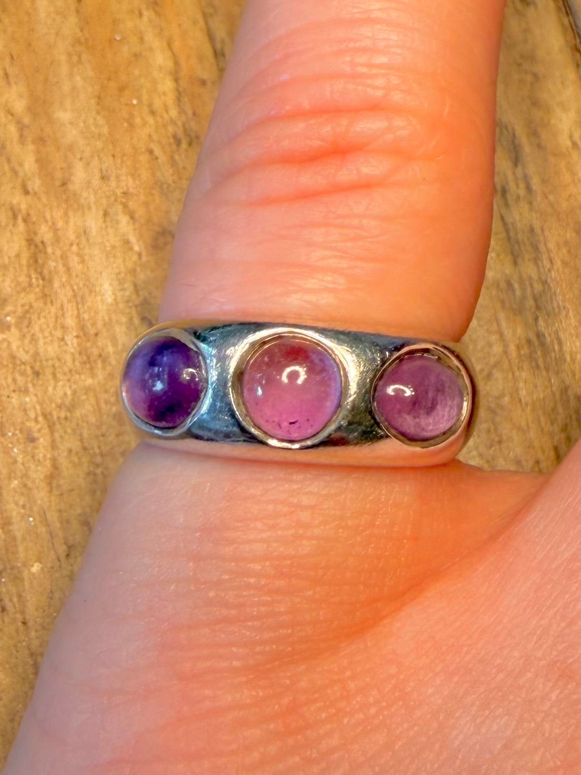 Abstract Amethyst Dome 925 Sterling Silver Size L1/2 Ring