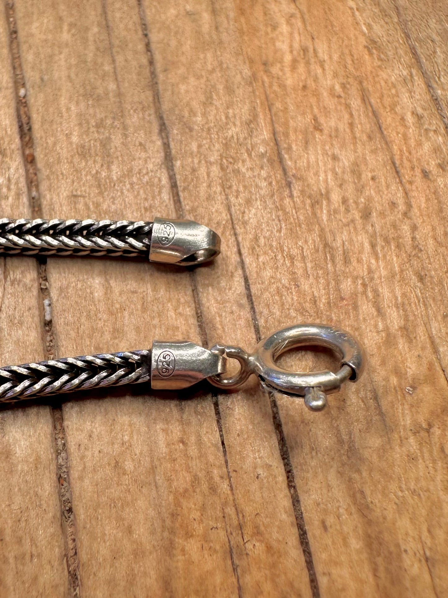 Vintage Fox Tail Chain 925 Sterling Silver 7.4 inch Bracelet